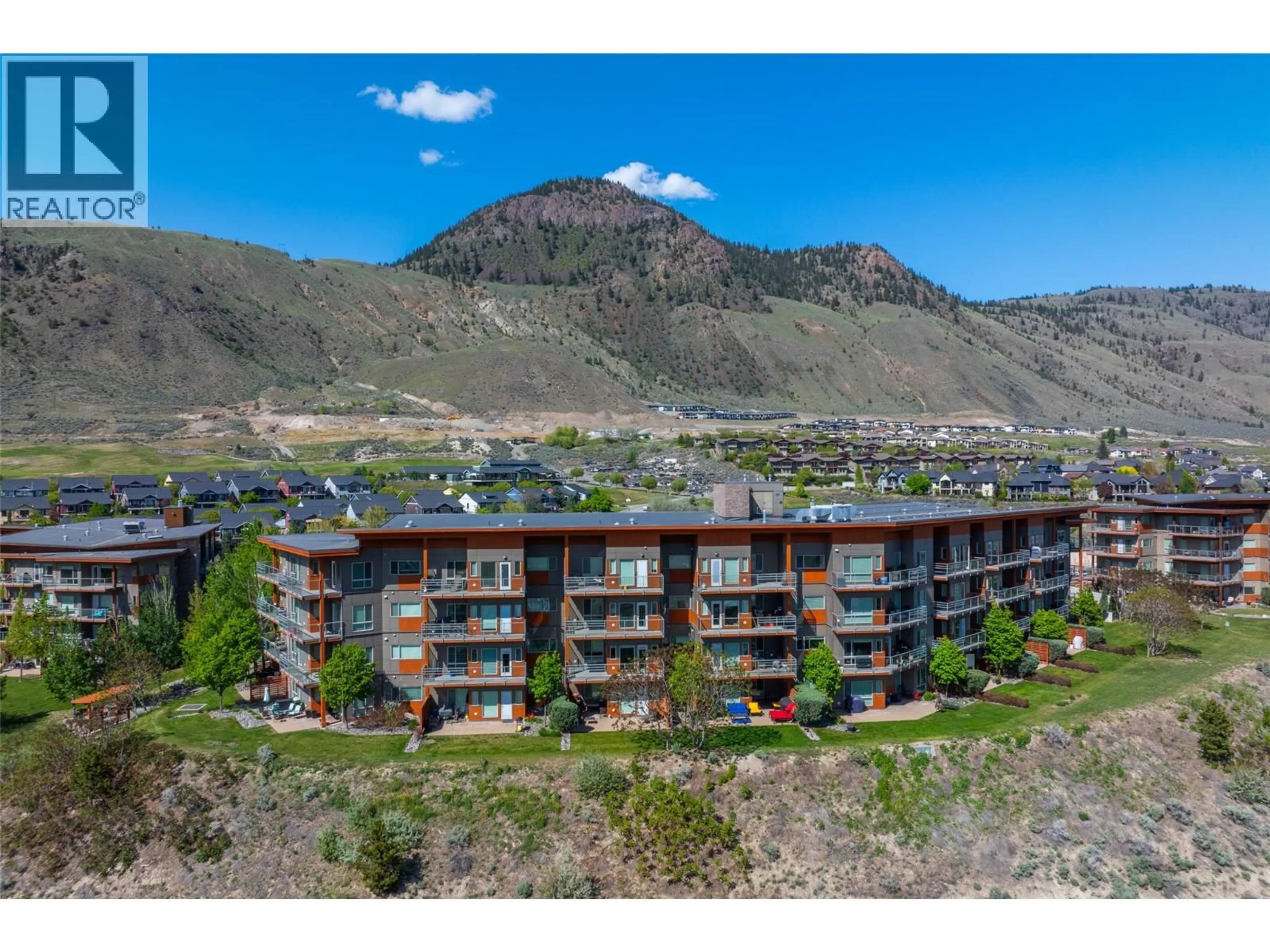 A pic from outside/outdoor area/front of a property/back of a property/a pic from drone, mountain view for 2312 - 1030 TALASA WAY, Kamloops British Columbia V2H0C3
