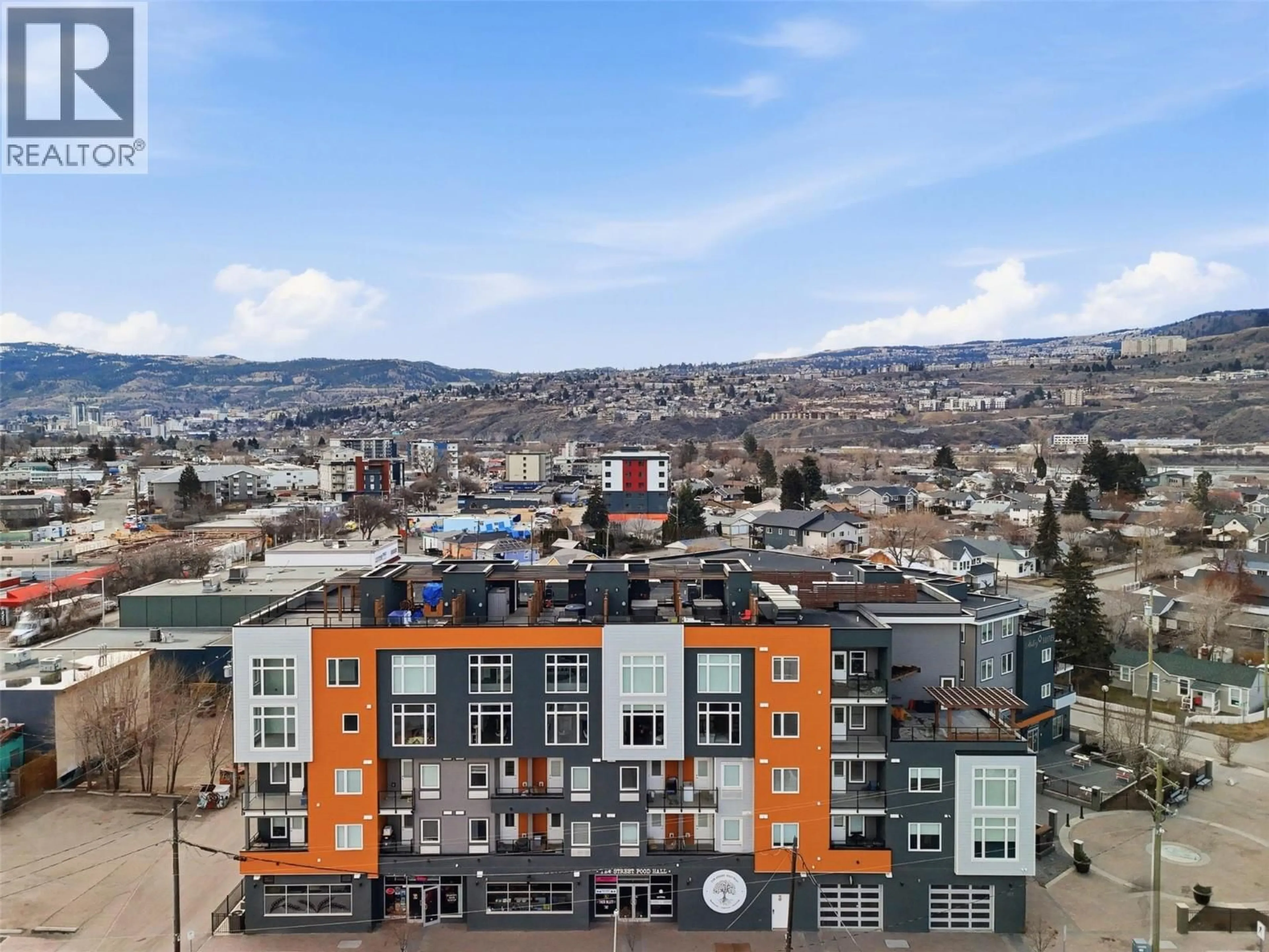 A pic from outside/outdoor area/front of a property/back of a property/a pic from drone, city buildings view from balcony for 301 - 107 YEW STREET, Kamloops British Columbia V2B4A1