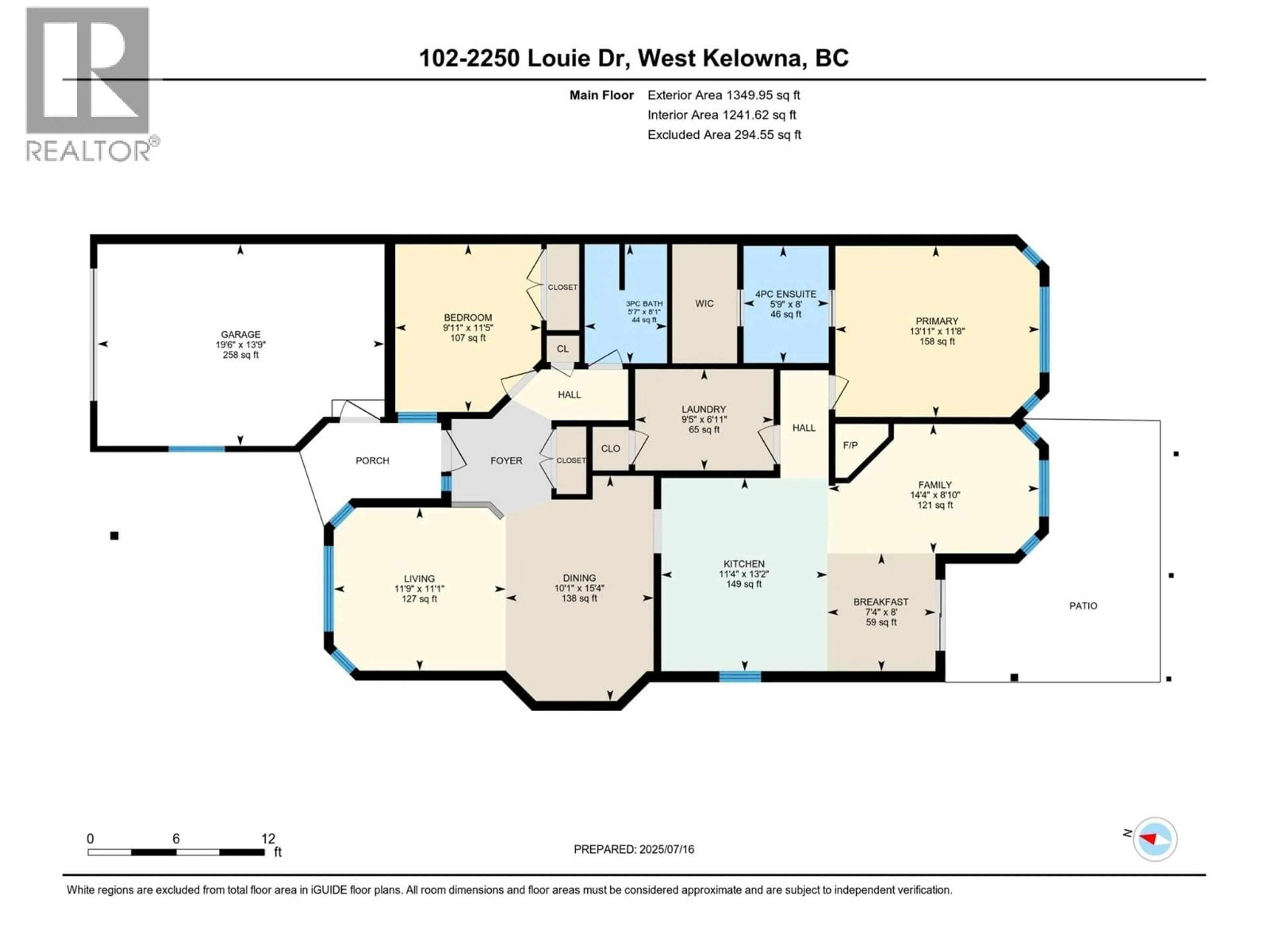 Floor plan for 102 - 2250 LOUIE DRIVE, Westbank British Columbia V4T2M6