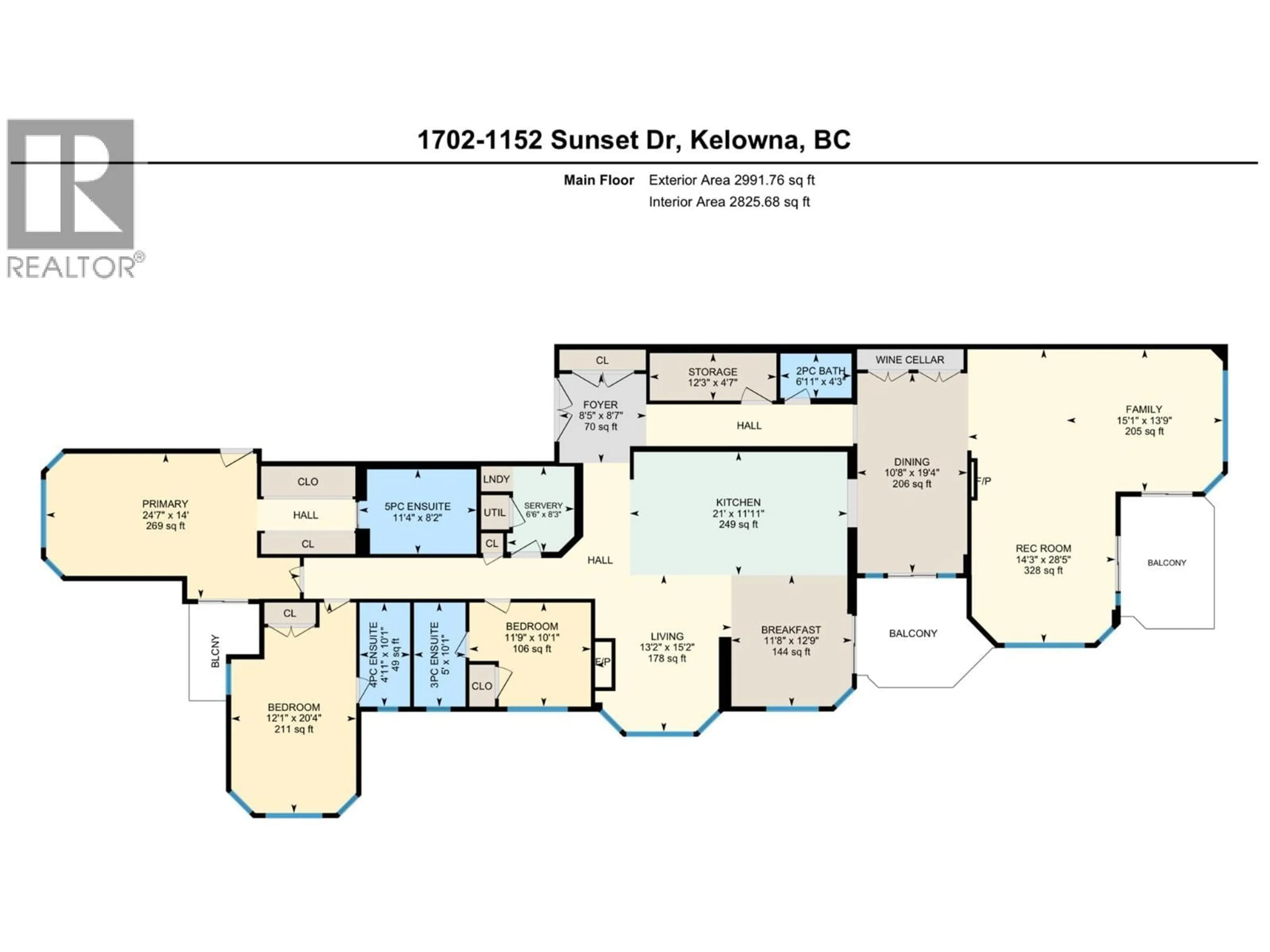 Floor plan for 1702 - 1152 SUNSET DRIVE, Kelowna British Columbia V1Y9R7