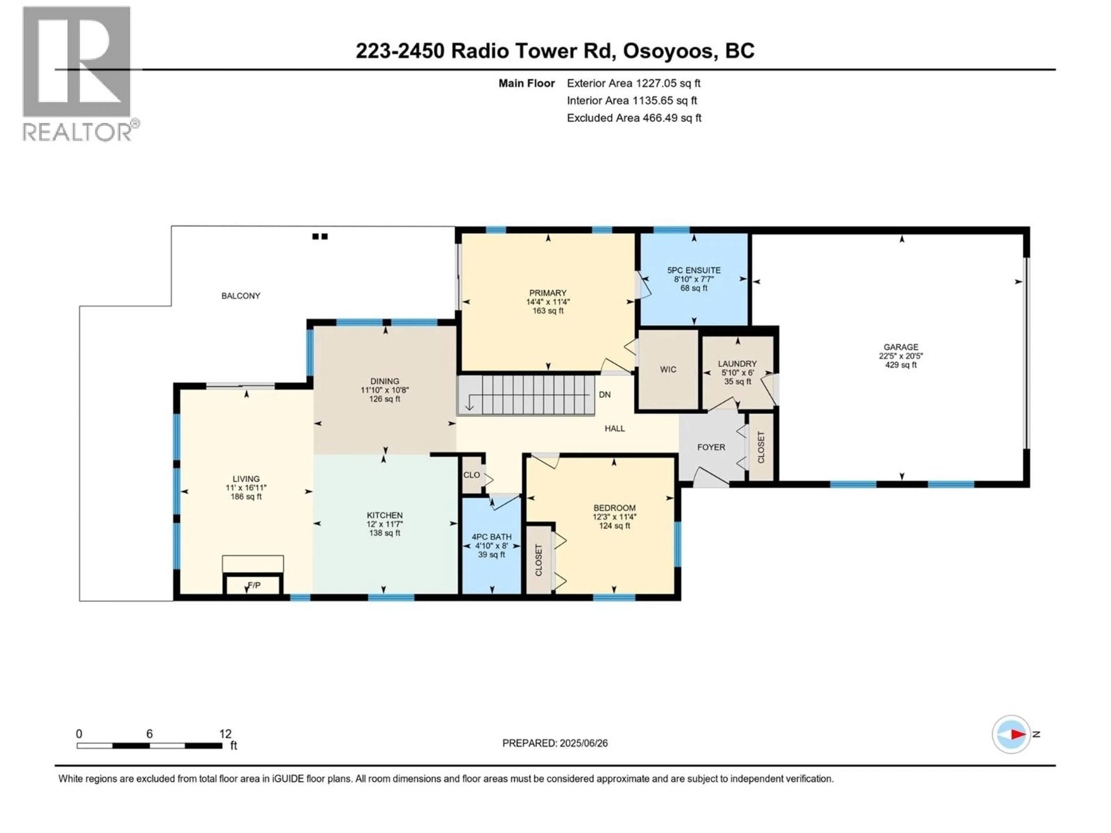 Floor plan for 223 - 2450 RADIO TOWER ROAD, Oliver British Columbia V0H1T1