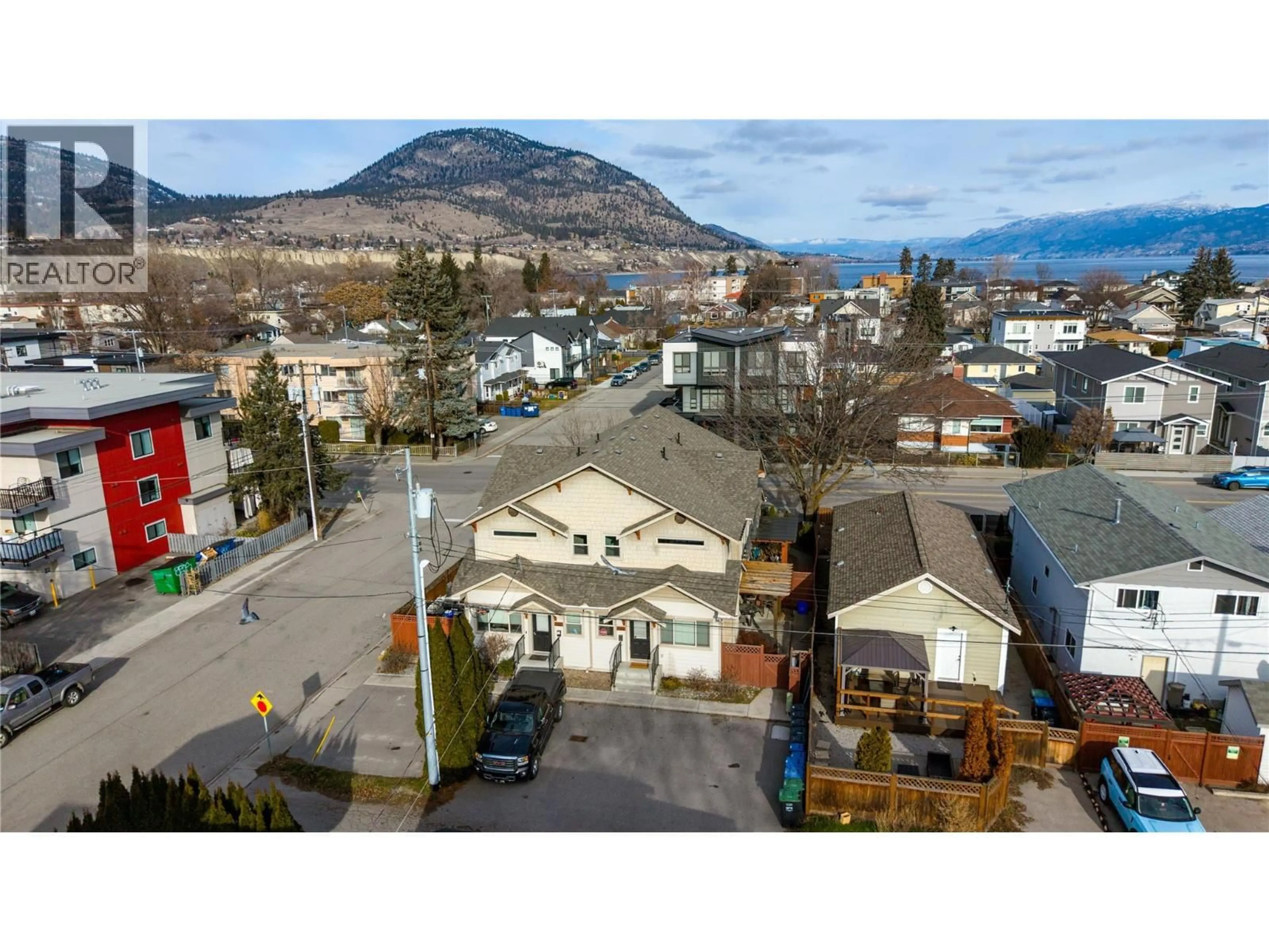 A pic from outside/outdoor area/front of a property/back of a property/a pic from drone, mountain view for 102 - 584 WESTMINSTER AVENUE WEST, Penticton British Columbia V2A1K6