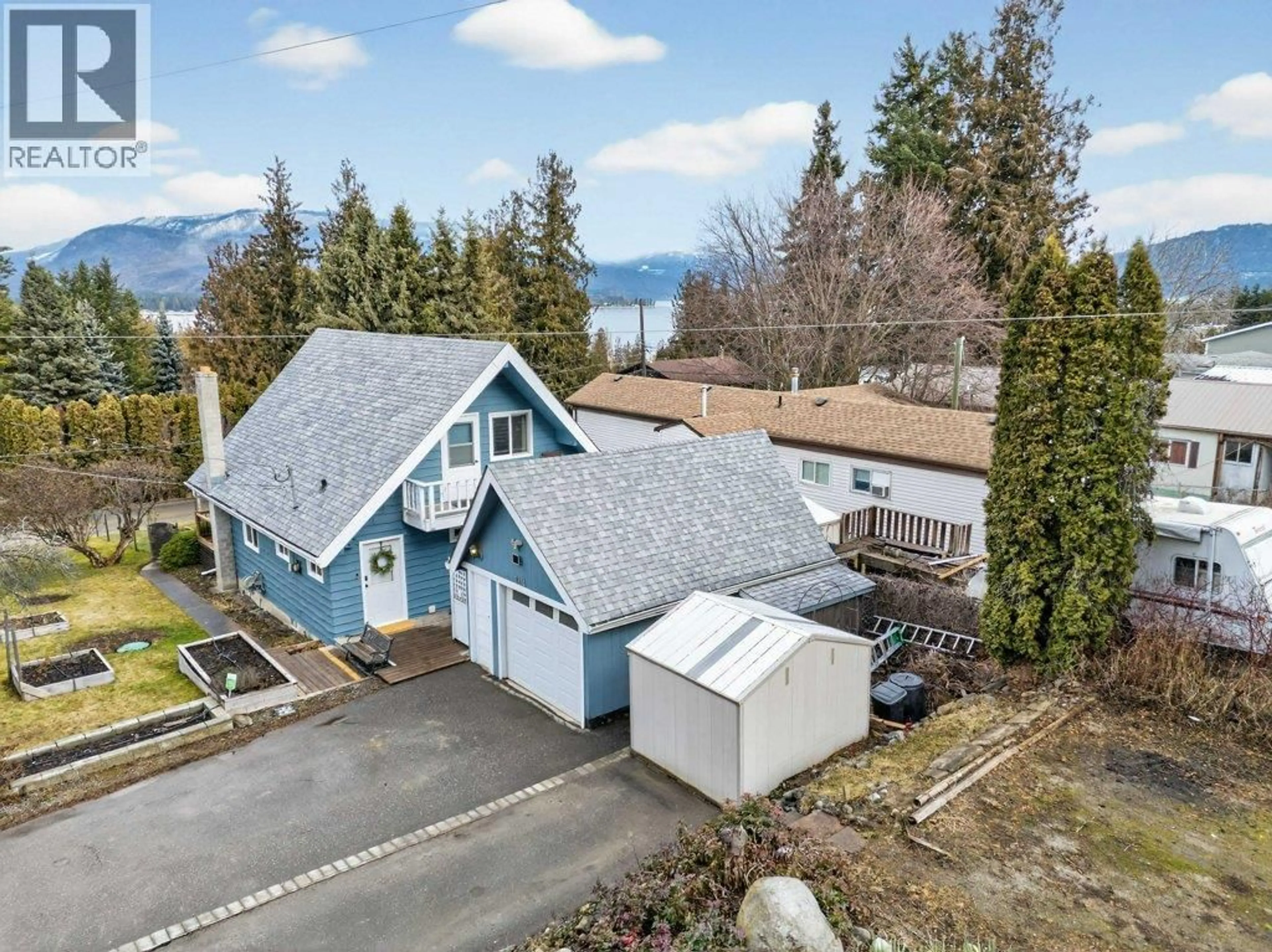 A pic from outside/outdoor area/front of a property/back of a property/a pic from drone, mountain view for 2814 CAEN ROAD, Sorrento British Columbia V0E2W0