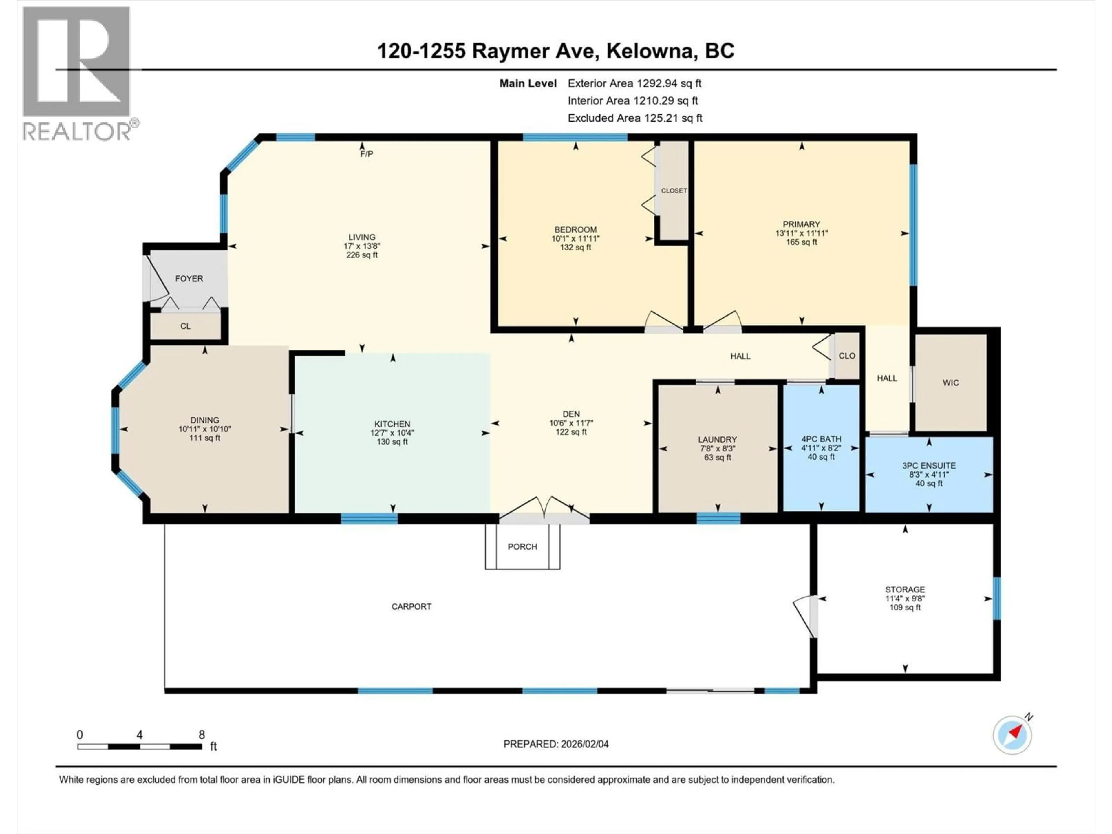 Floor plan for 120 - 1255 RAYMER AVENUE, Kelowna British Columbia V1W3S3