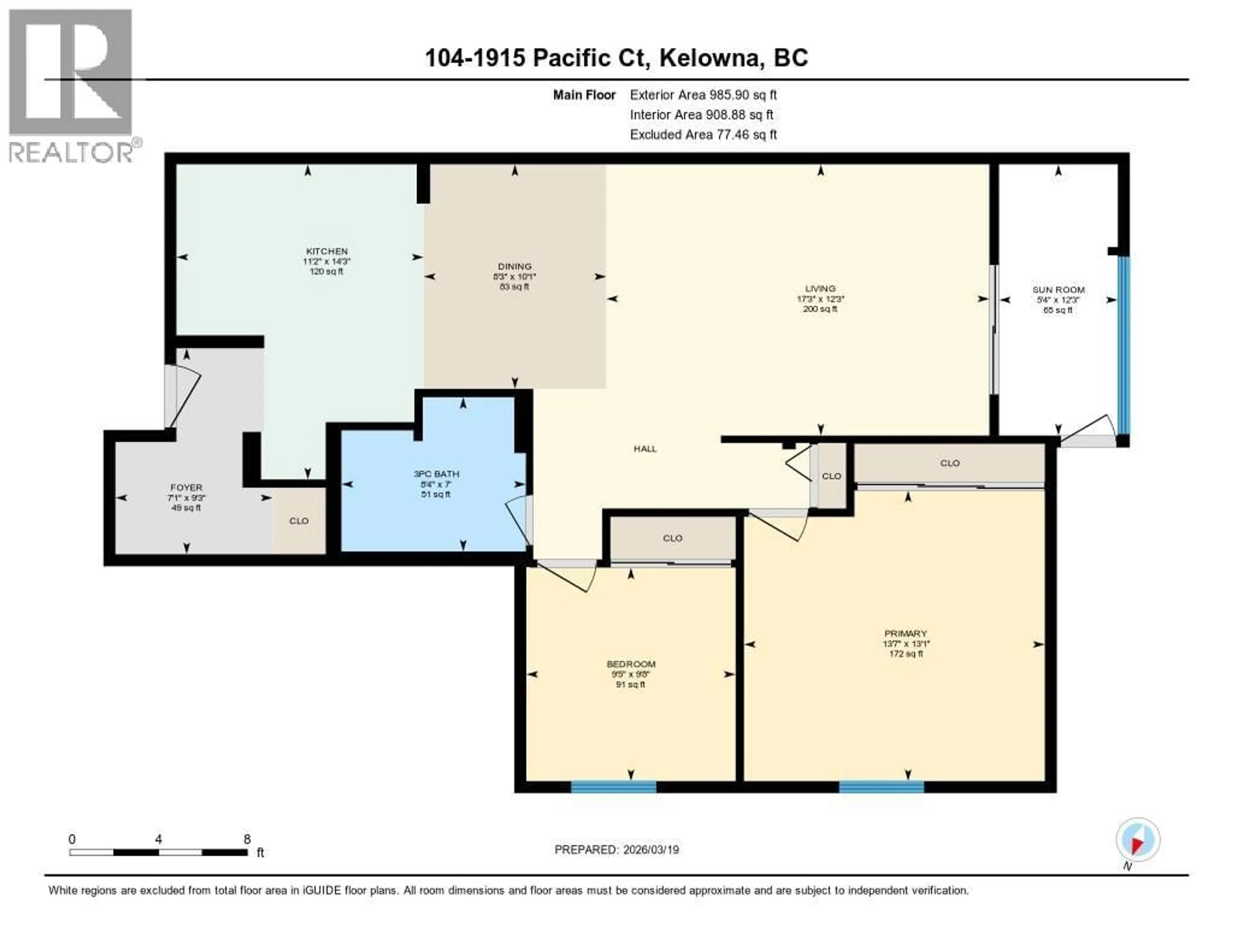 Floor plan for 104 - 1915 PACIFIC COURT, Kelowna British Columbia V1Y8B3