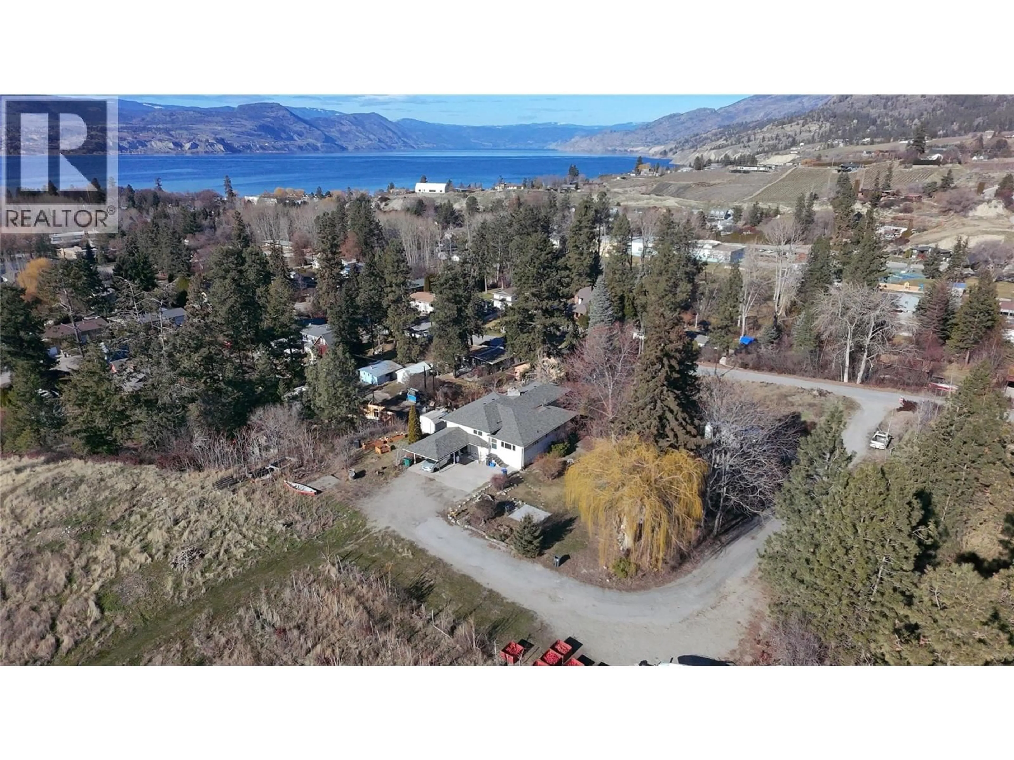A pic from outside/outdoor area/front of a property/back of a property/a pic from drone, water/lake/river/ocean view for 3305 MCGIBNEY ROAD, Naramata British Columbia V0H1N0