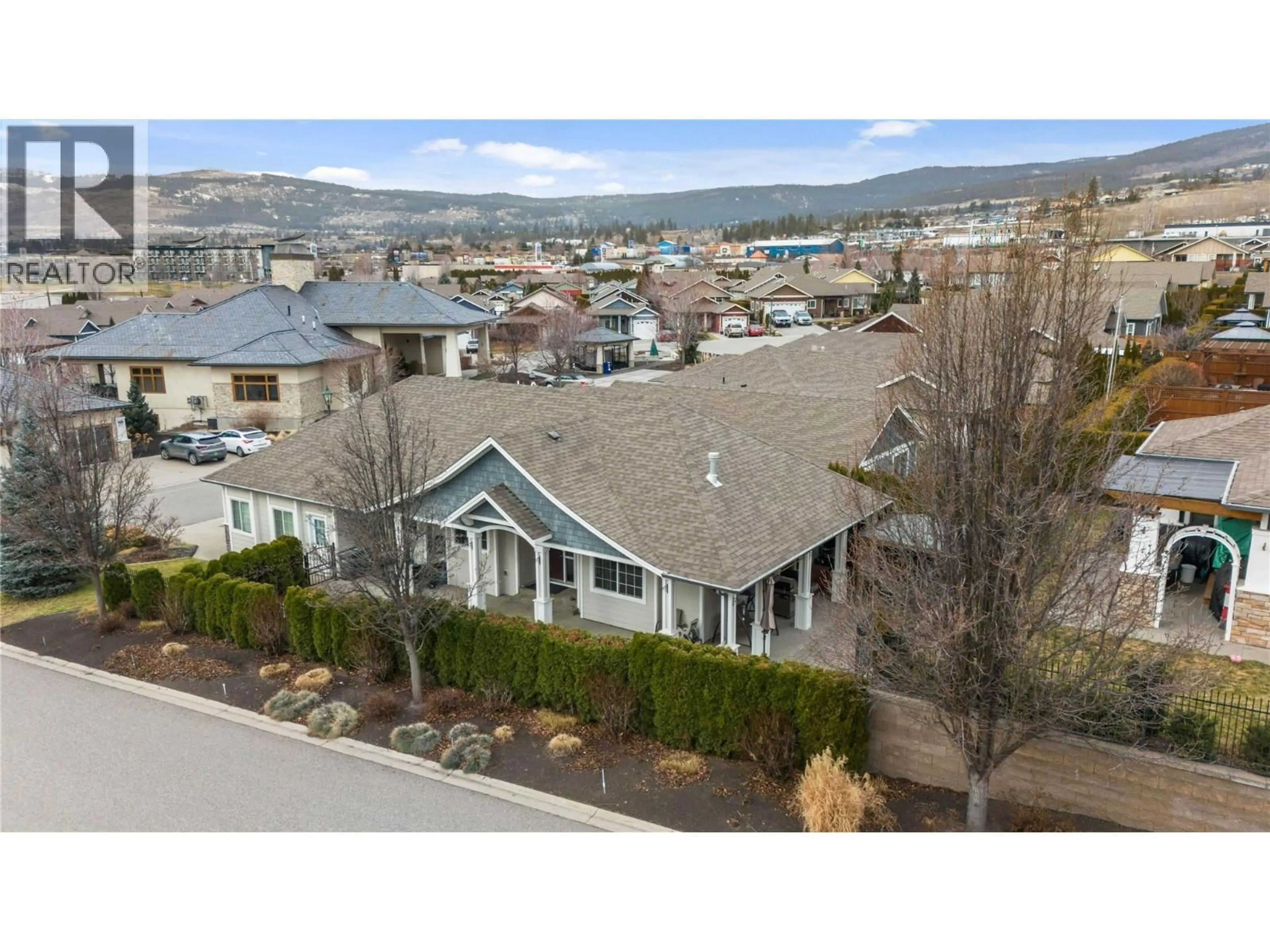 A pic from outside/outdoor area/front of a property/back of a property/a pic from drone, water/lake/river/ocean view for 3414 KINGFISHER ROAD, West Kelowna British Columbia V4T3A5