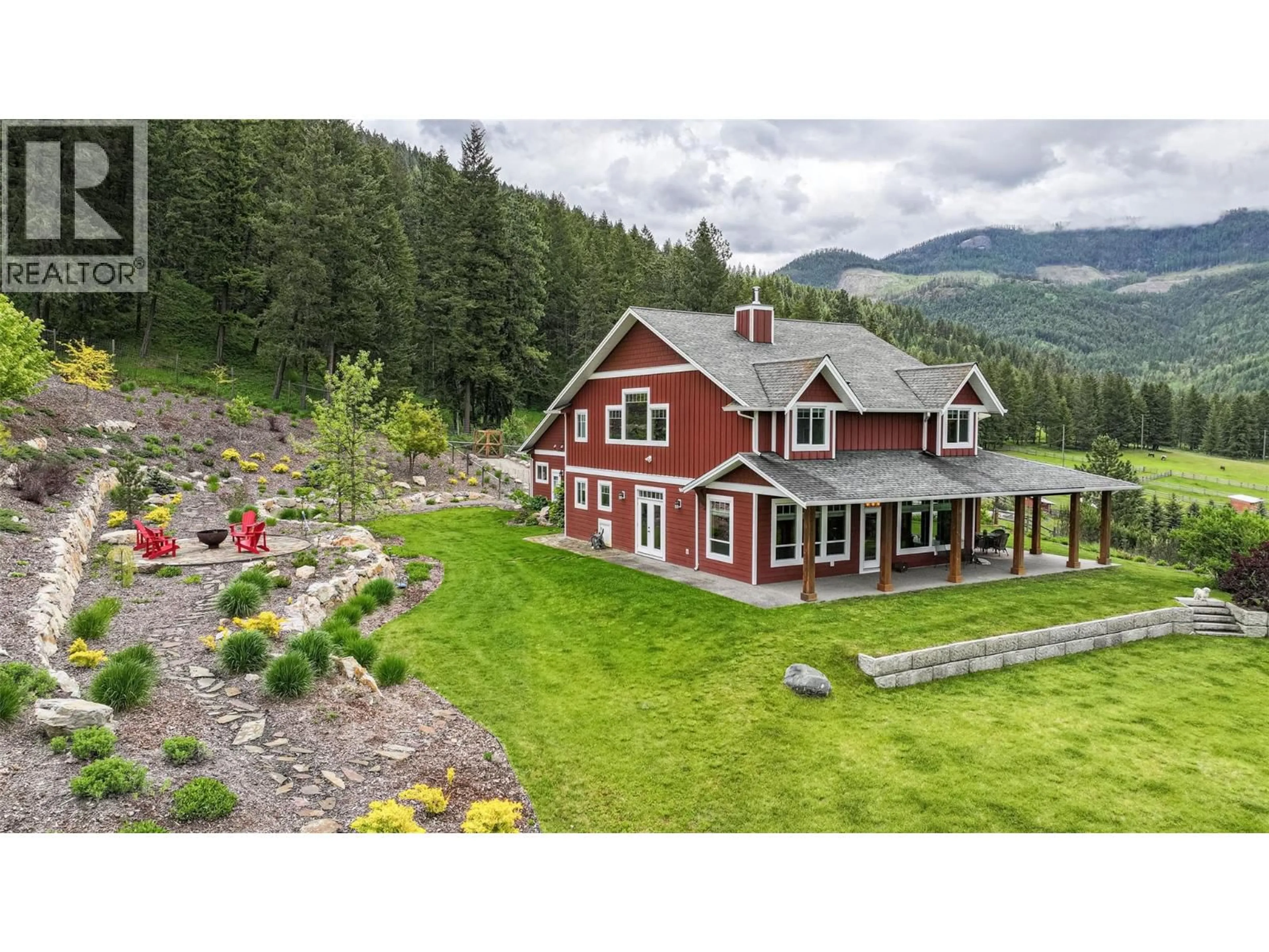 A pic from outside/outdoor area/front of a property/back of a property/a pic from drone, mountain view for 705 CREIGHTON VALLEY ROAD, Lumby British Columbia V0E2G1