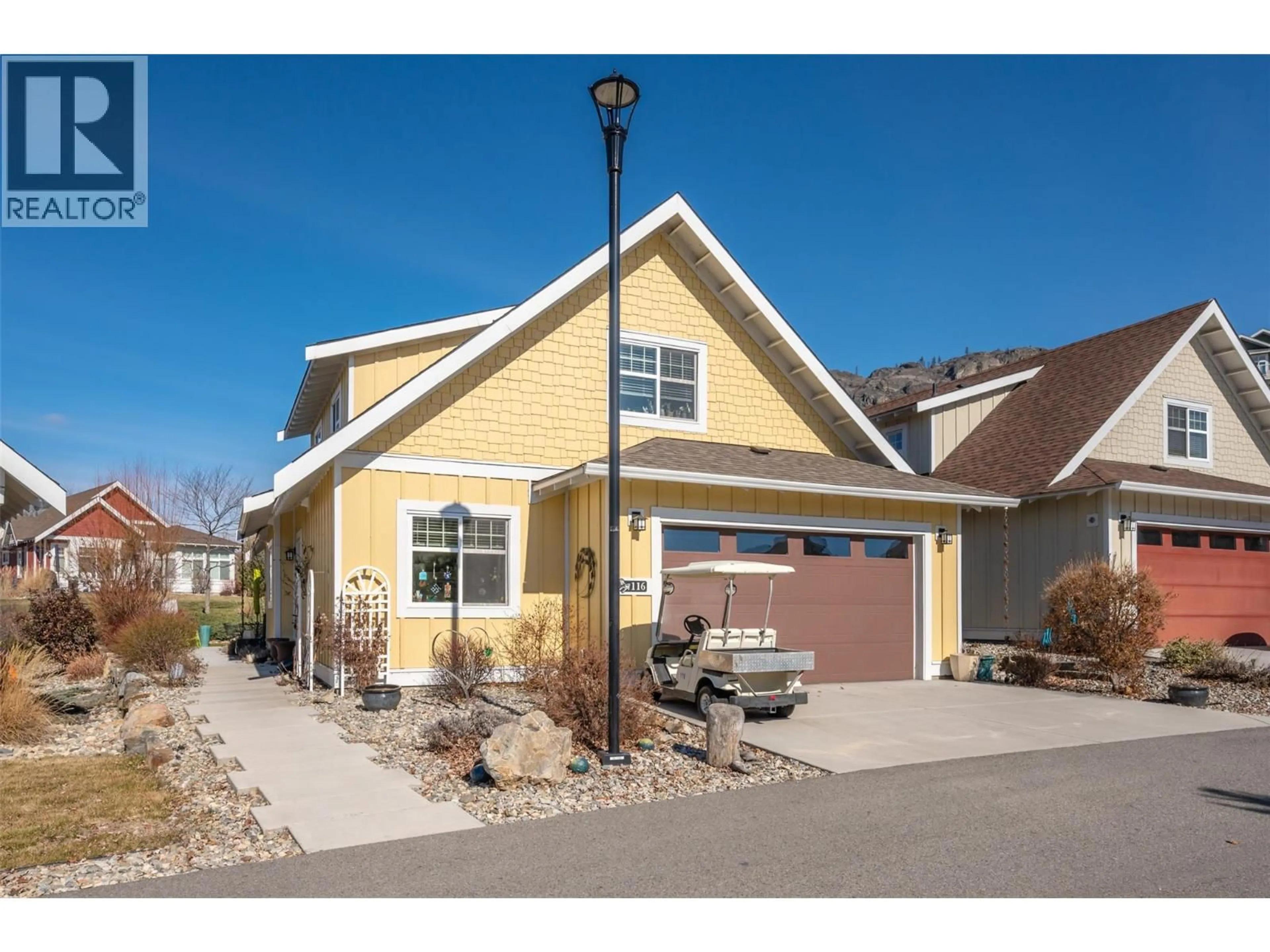 Home with vinyl exterior material, street for 116 - 2450 RADIO TOWER ROAD, Oliver British Columbia V0H1T1