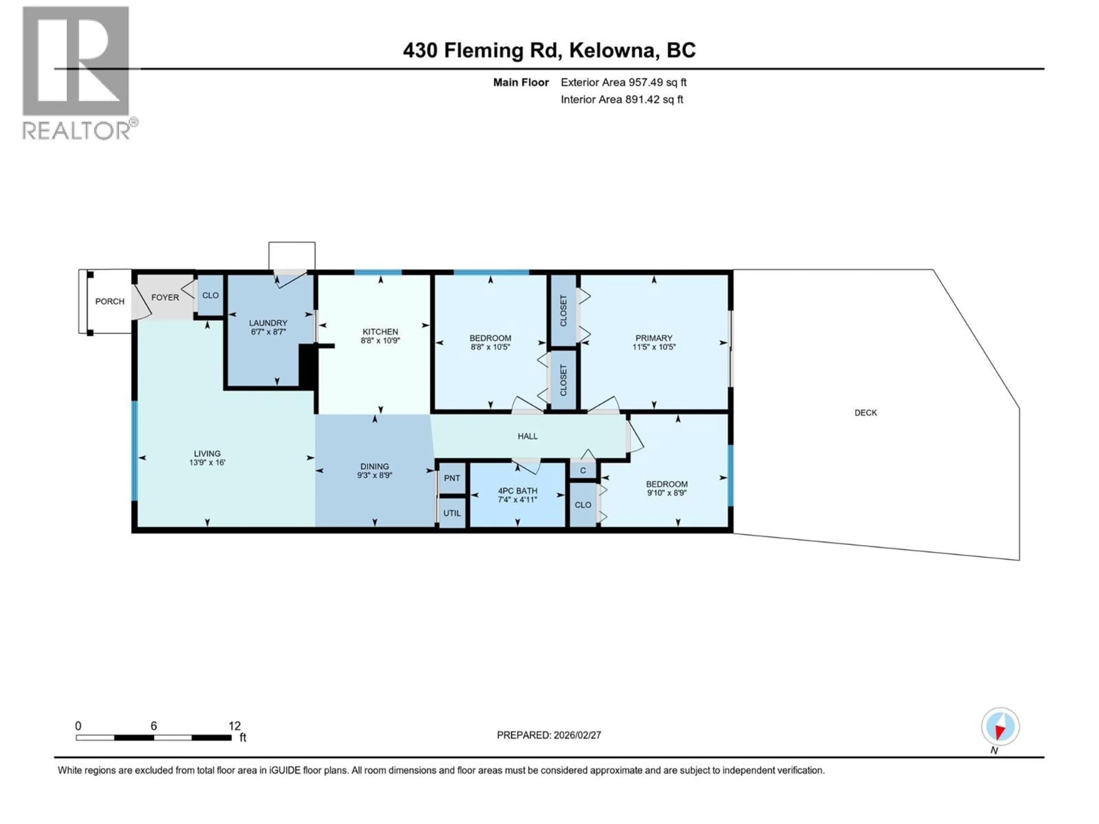 Floor plan for 430 FLEMING ROAD, Kelowna British Columbia V1X3Z3