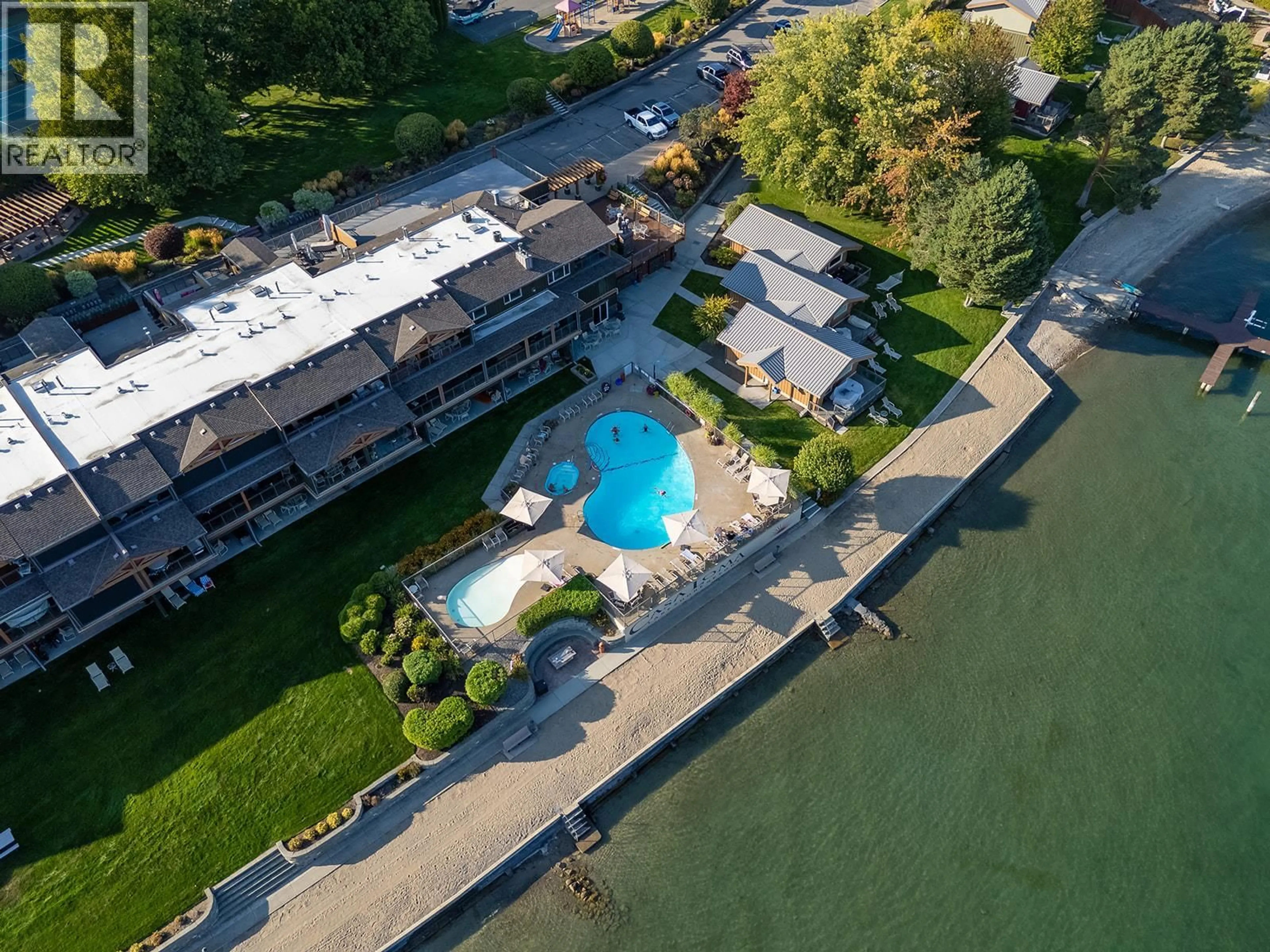 A pic from outside/outdoor area/front of a property/back of a property/a pic from drone, water/lake/river/ocean view for 301 - 2777 CASA LOMA ROAD, West Kelowna British Columbia V1Z1T6