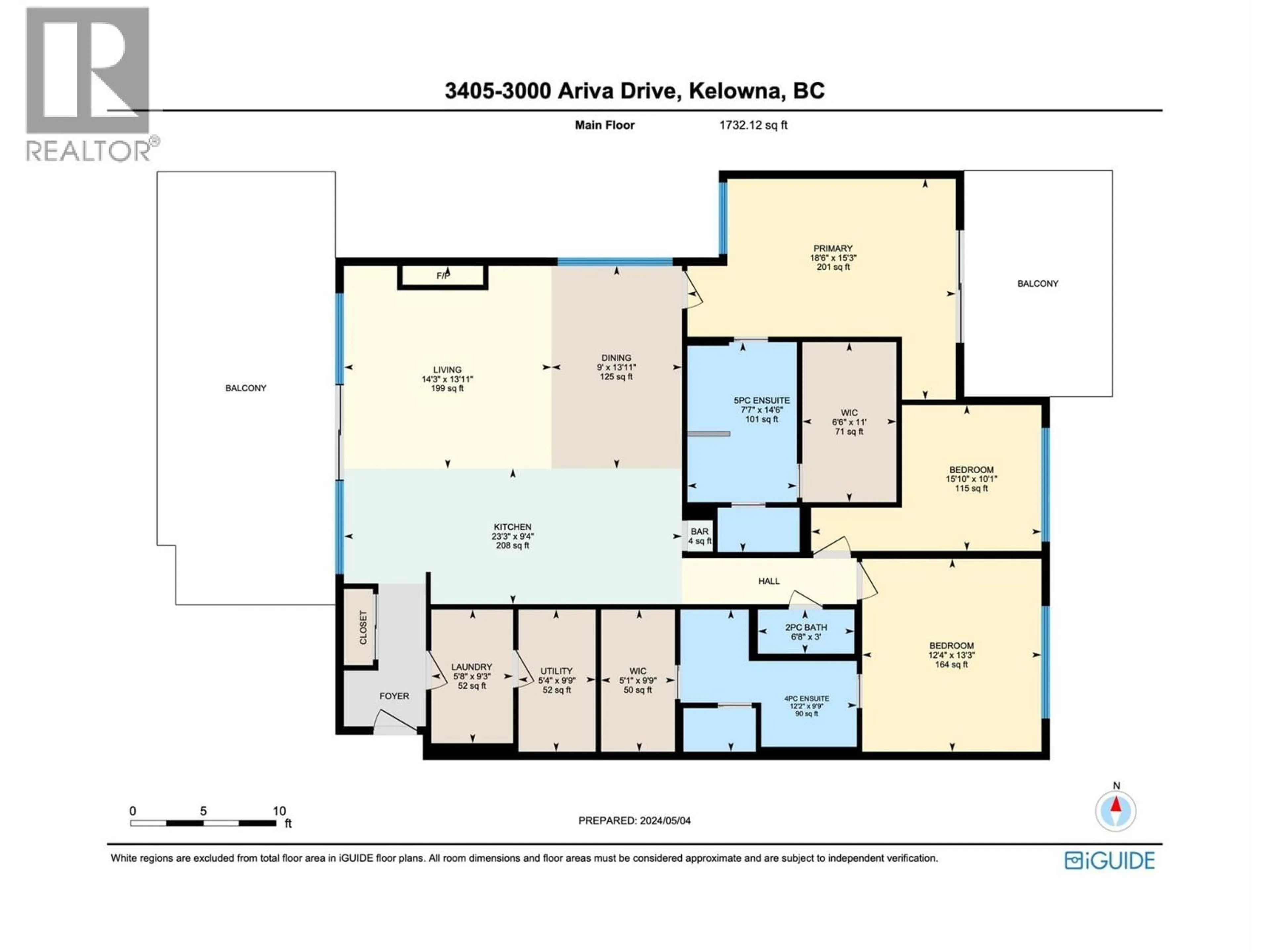Floor plan for 3405 - 3000 ARIVA DRIVE, Kelowna British Columbia V1Z0B3
