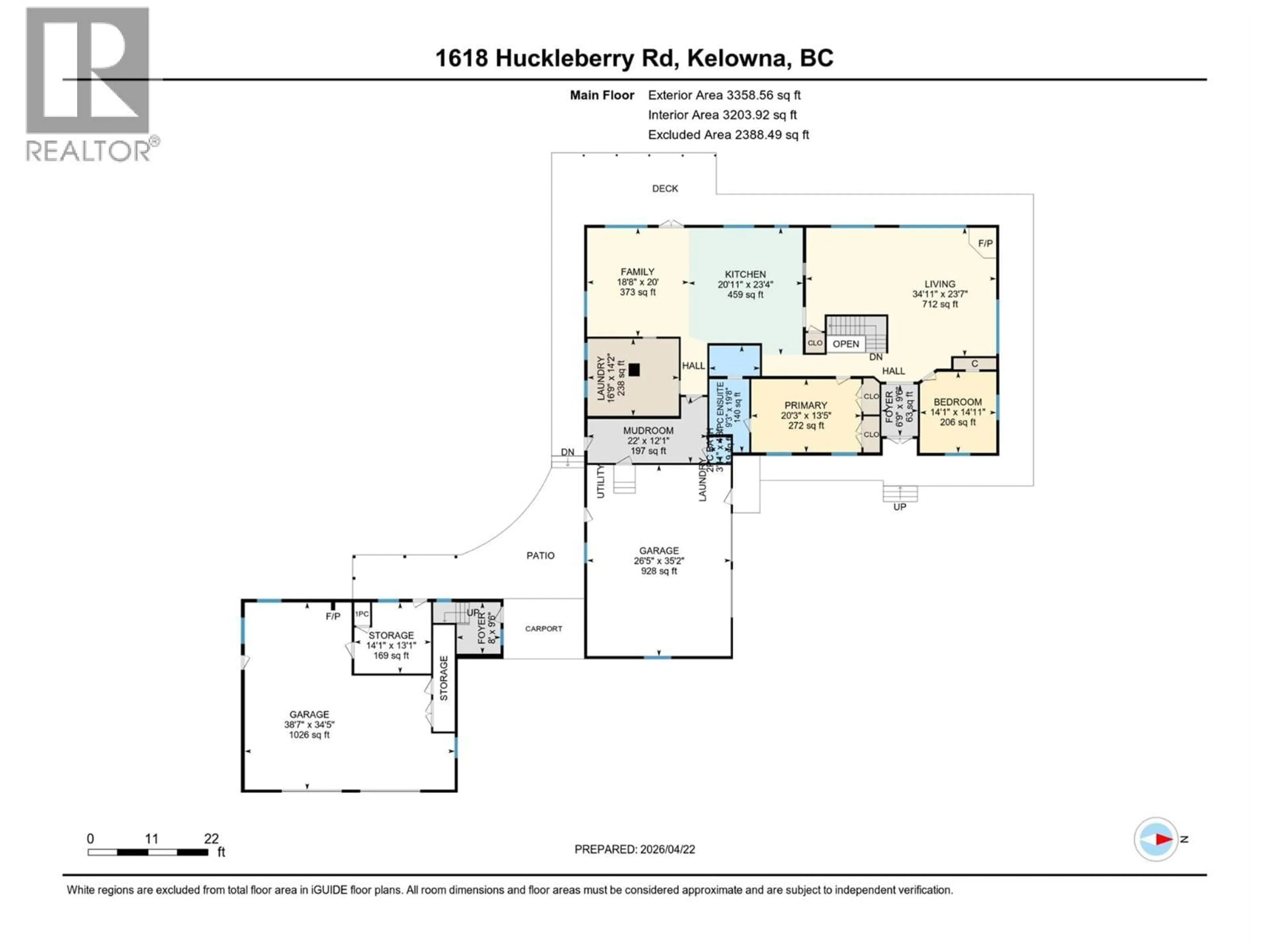 Floor plan for 1618 HUCKLEBERRY ROAD, Kelowna British Columbia V1P1M5