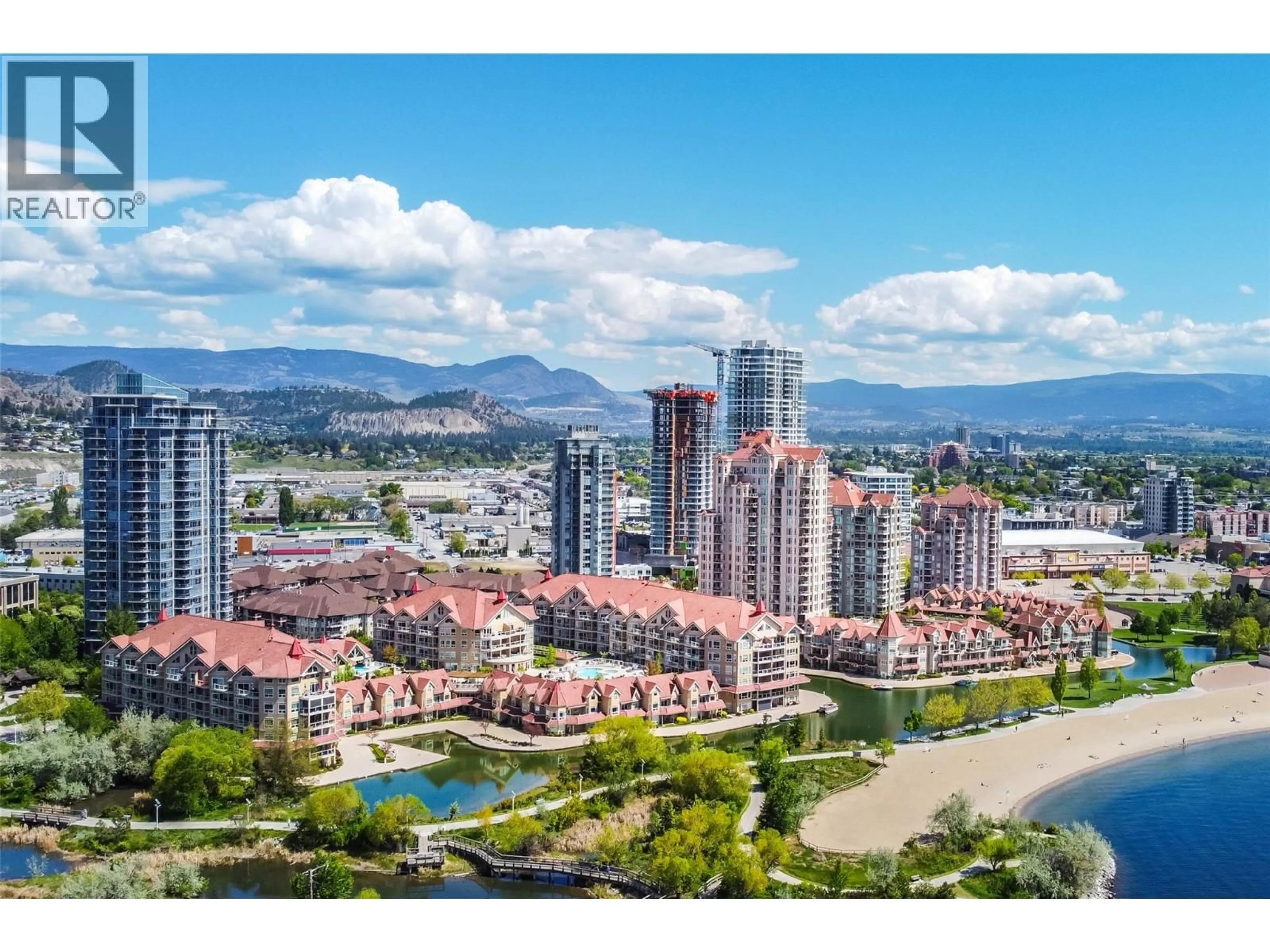 A pic from outside/outdoor area/front of a property/back of a property/a pic from drone, city buildings view from balcony for 635 - 1088 SUNSET DRIVE, Kelowna British Columbia V1Y9W1