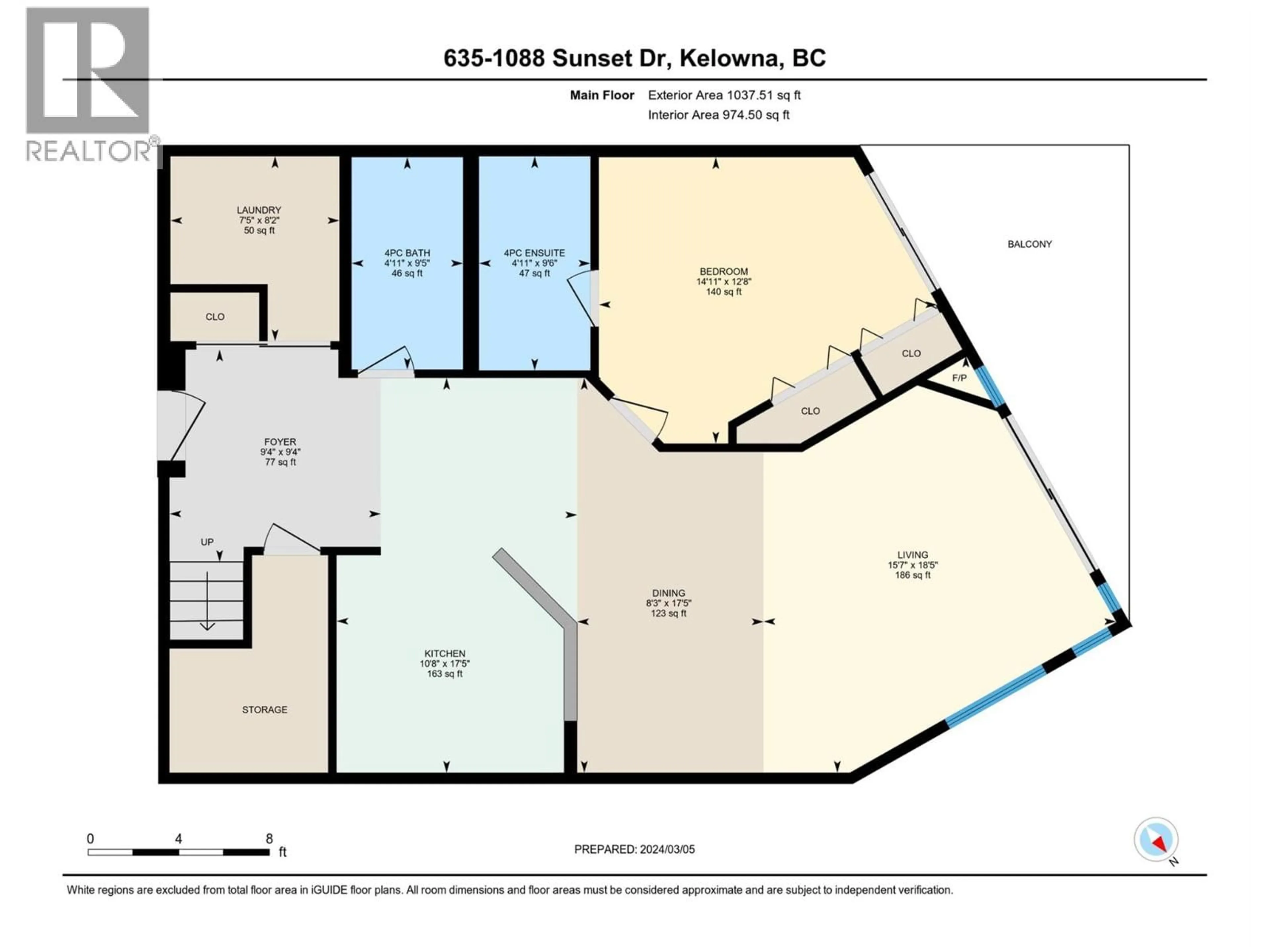 Floor plan for 635 - 1088 SUNSET DRIVE, Kelowna British Columbia V1Y9W1
