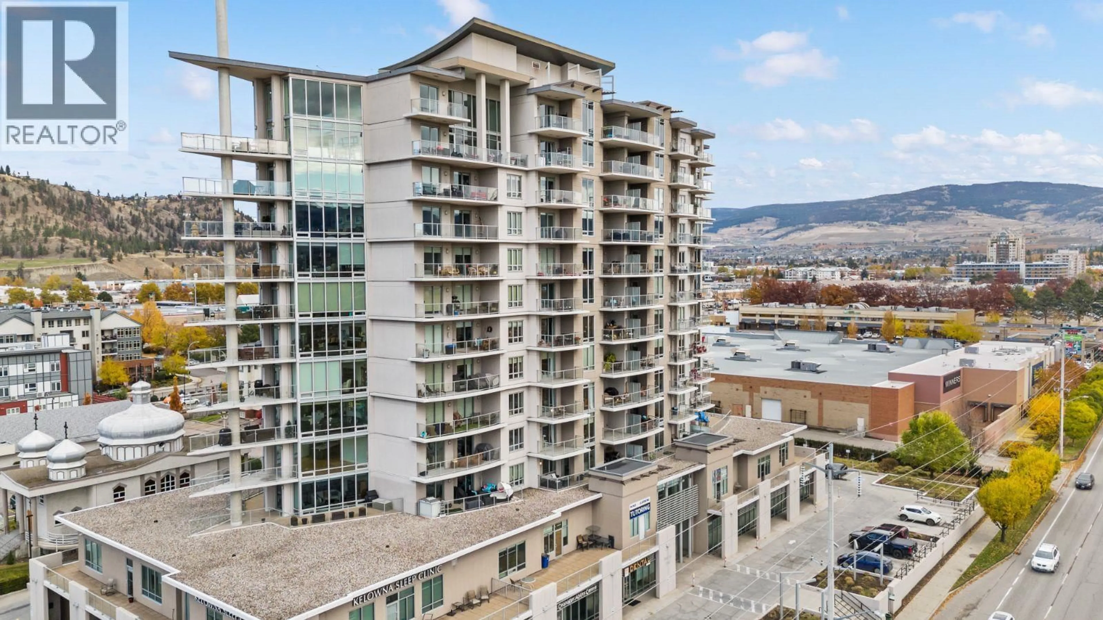 A pic from outside/outdoor area/front of a property/back of a property/a pic from drone, city buildings view from balcony for 303 - 2040 SPRINGFIELD ROAD, Kelowna British Columbia V1Y9N7