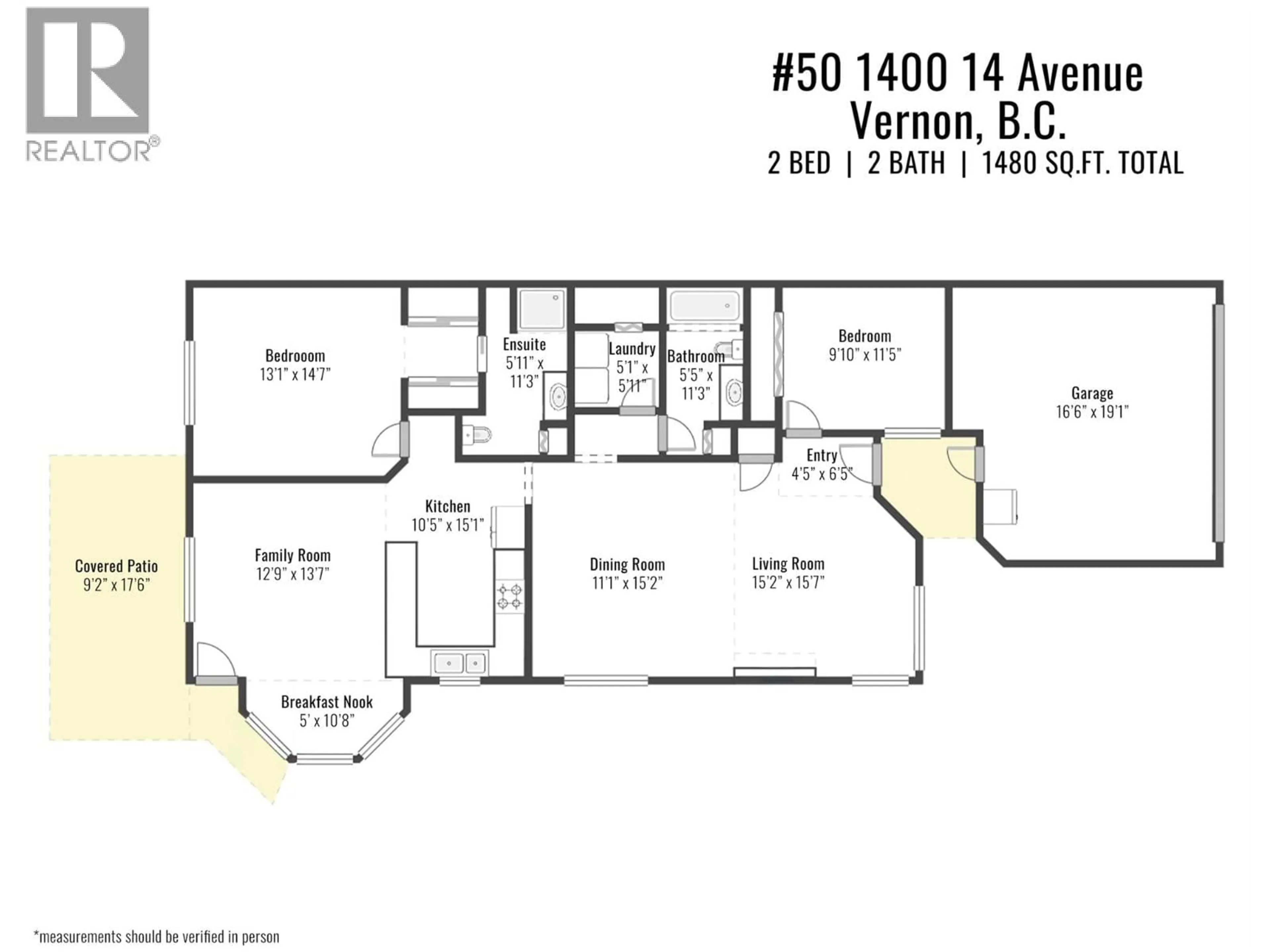 Floor plan for 50 - 1400 14 AVENUE, Vernon British Columbia V1B2S9