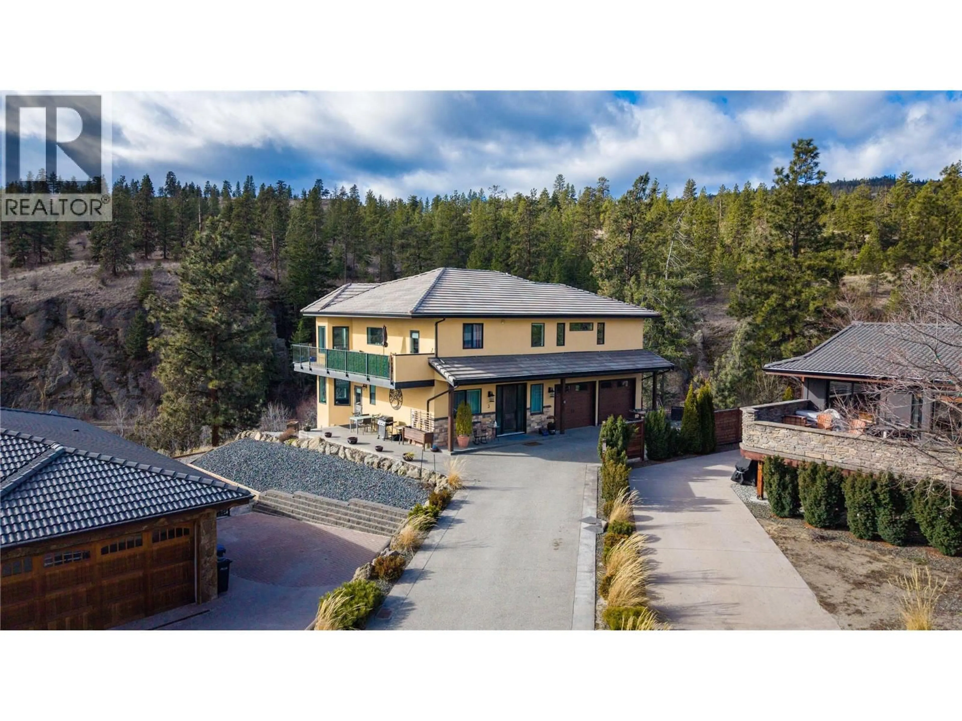 A pic from outside/outdoor area/front of a property/back of a property/a pic from drone, mountain view for 3 - 6709 VICTORIA ROAD, Summerland British Columbia V0H1Z2