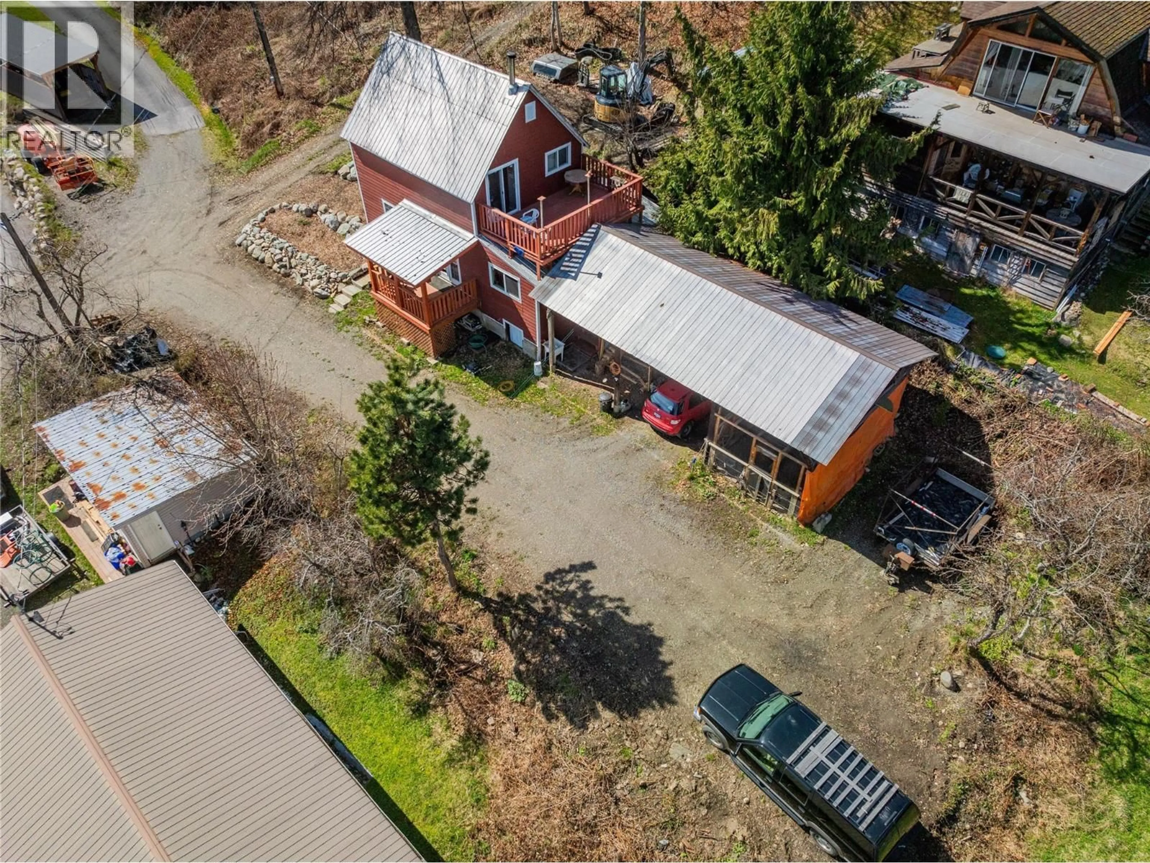 A pic from outside/outdoor area/front of a property/back of a property/a pic from drone, street for 3553 SPRAGUE STREET, Ainsworth British Columbia V0G1A0