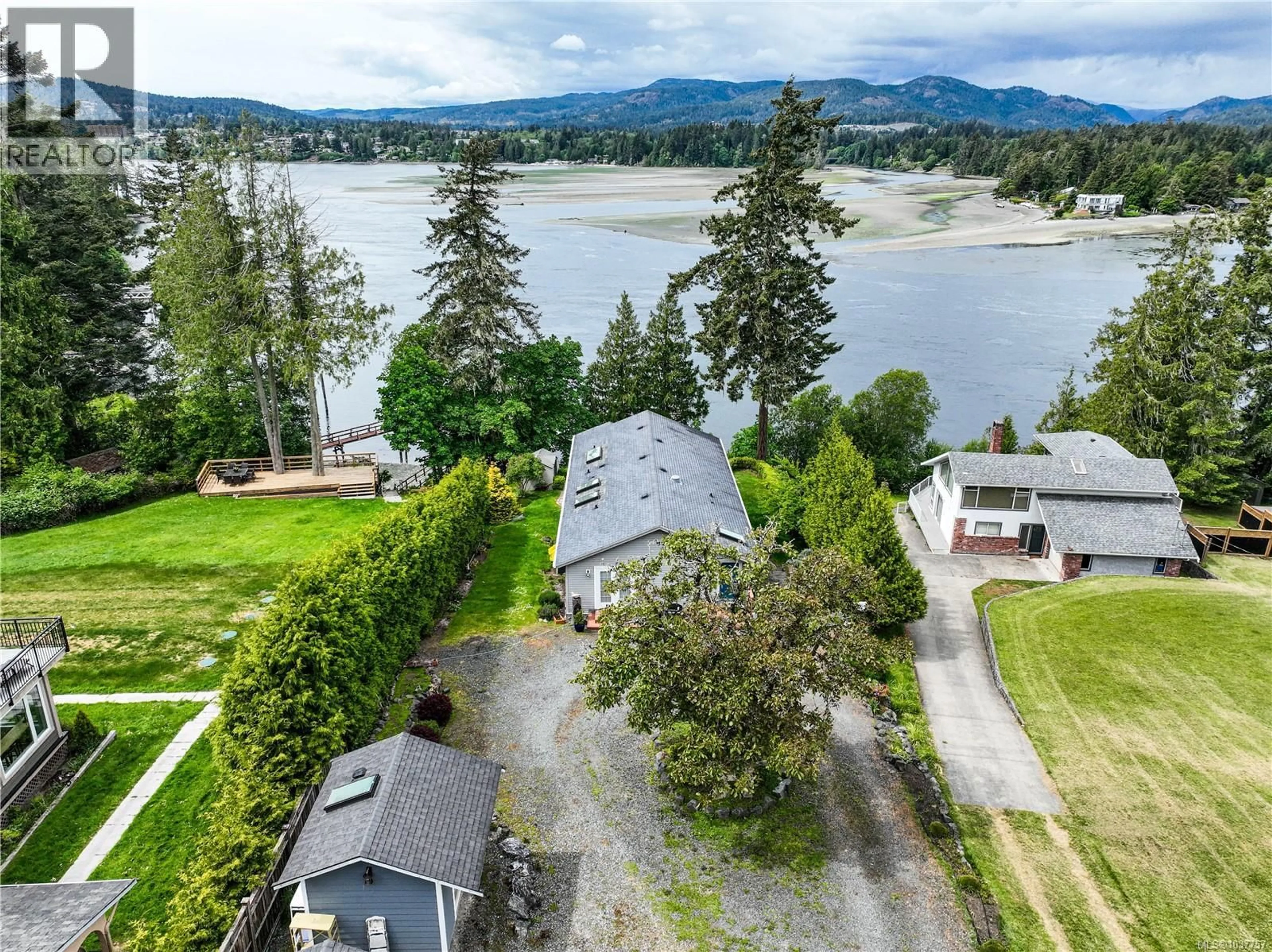 A pic from outside/outdoor area/front of a property/back of a property/a pic from drone, water/lake/river/ocean view for 113 SEAGIRT ROAD, Sooke British Columbia V9Z1A3