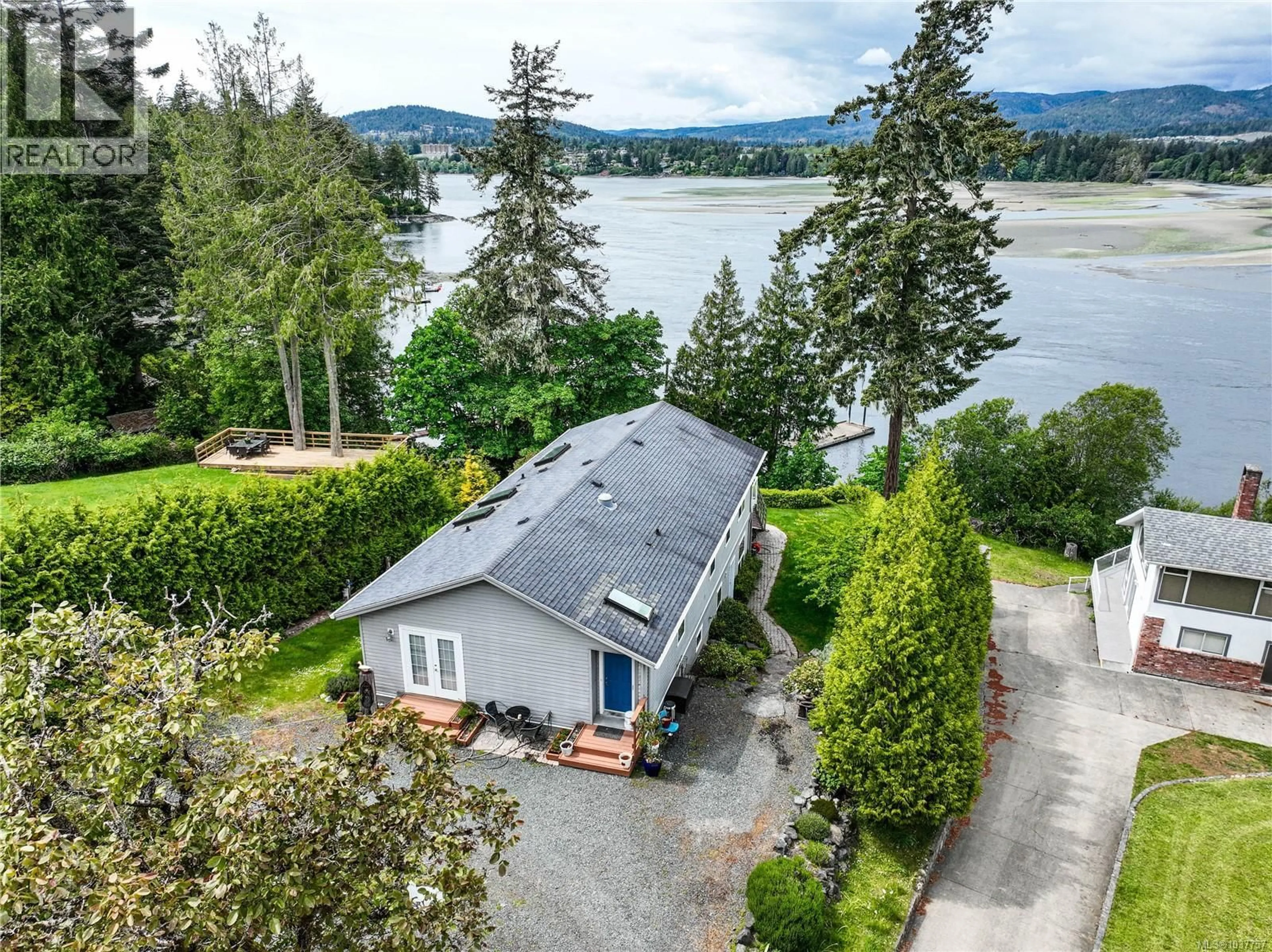 A pic from outside/outdoor area/front of a property/back of a property/a pic from drone, water/lake/river/ocean view for 113 SEAGIRT ROAD, Sooke British Columbia V9Z1A3