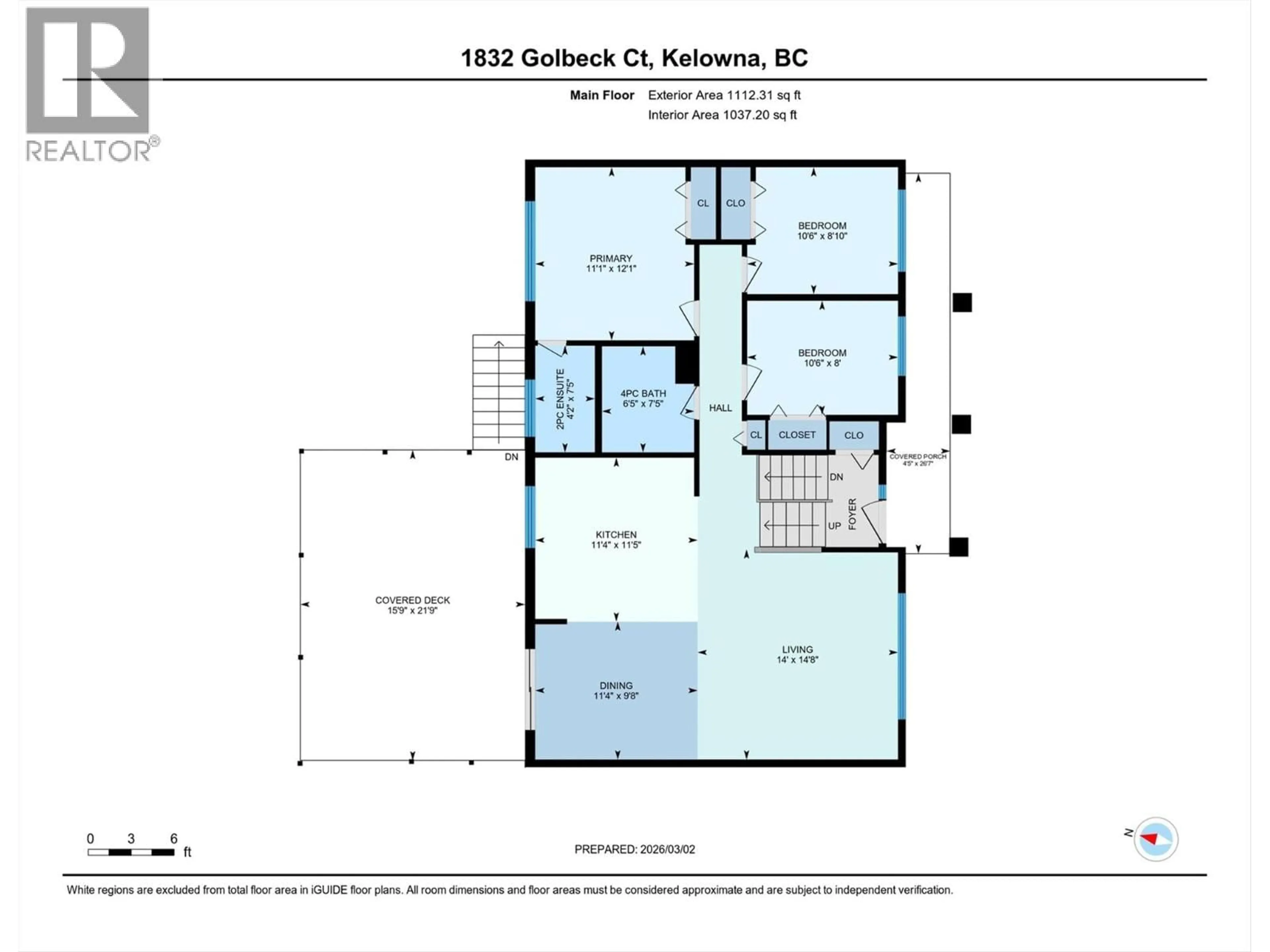 Floor plan for 1832 GOLBECK COURT, Kelowna British Columbia V1P1L7