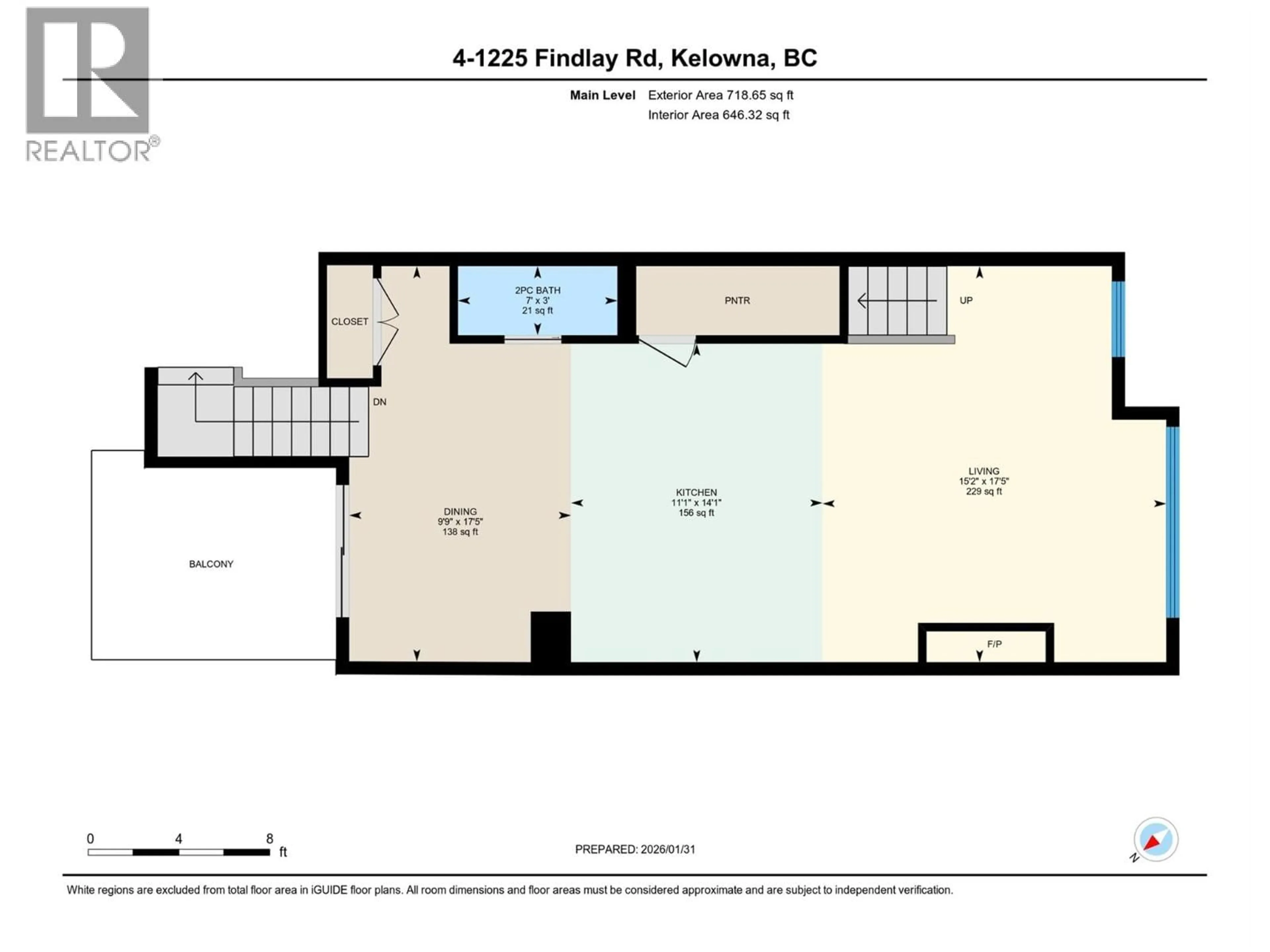 Floor plan for 4 - 1225 FINDLAY ROAD, Kelowna British Columbia V1X5B1