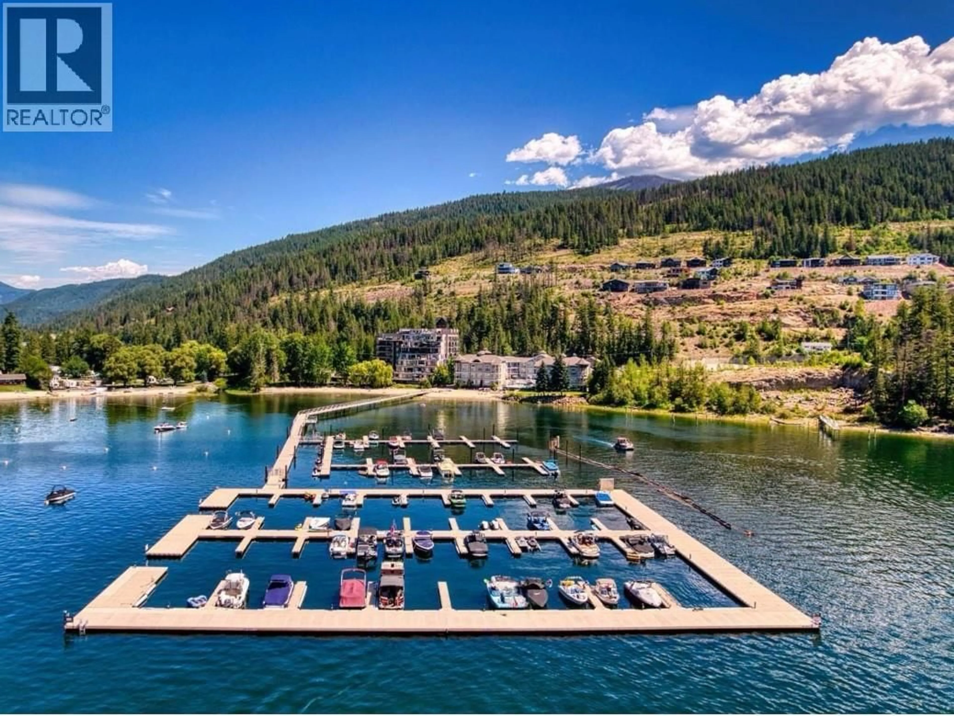 A pic from outside/outdoor area/front of a property/back of a property/a pic from drone, water/lake/river/ocean view for 309 - 326 MARA LAKE LANE, Sicamous British Columbia V0E2V0