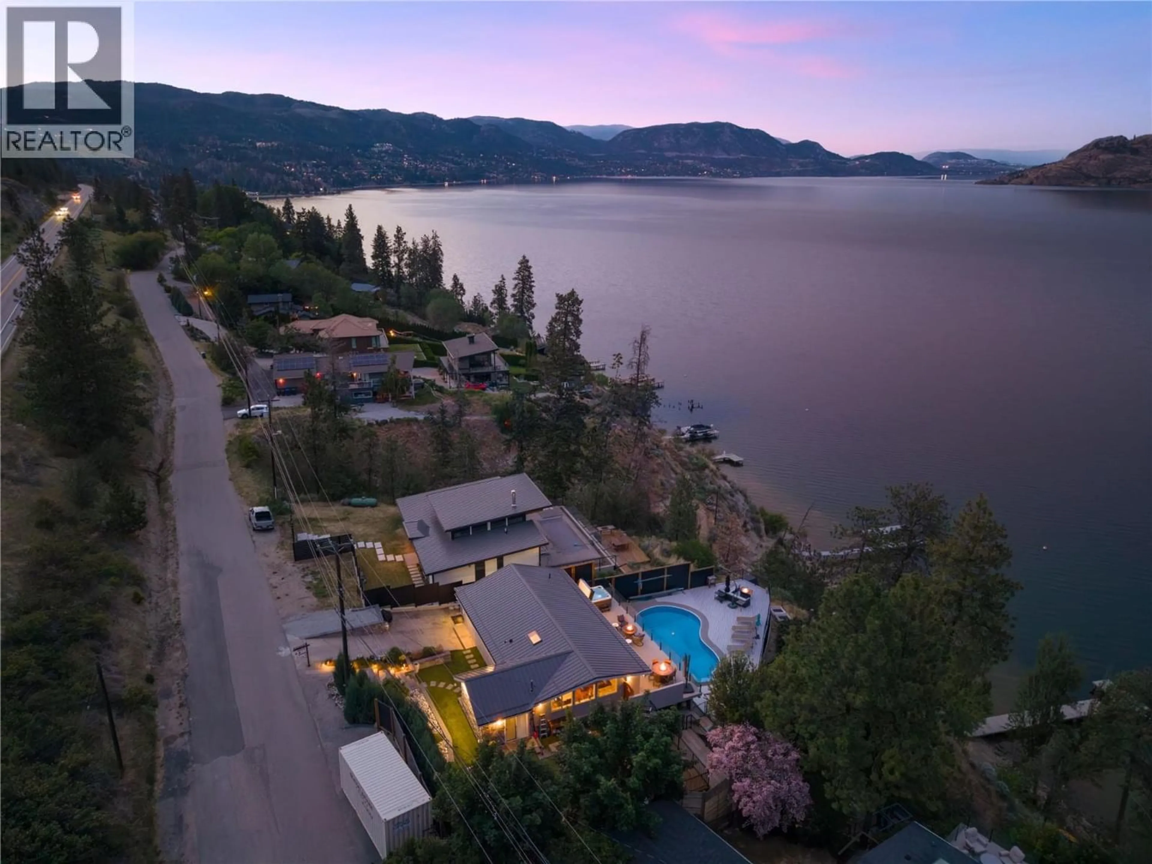 A pic from outside/outdoor area/front of a property/back of a property/a pic from drone, water/lake/river/ocean view for 7192 BRENT ROAD, Peachland British Columbia V0H1X7
