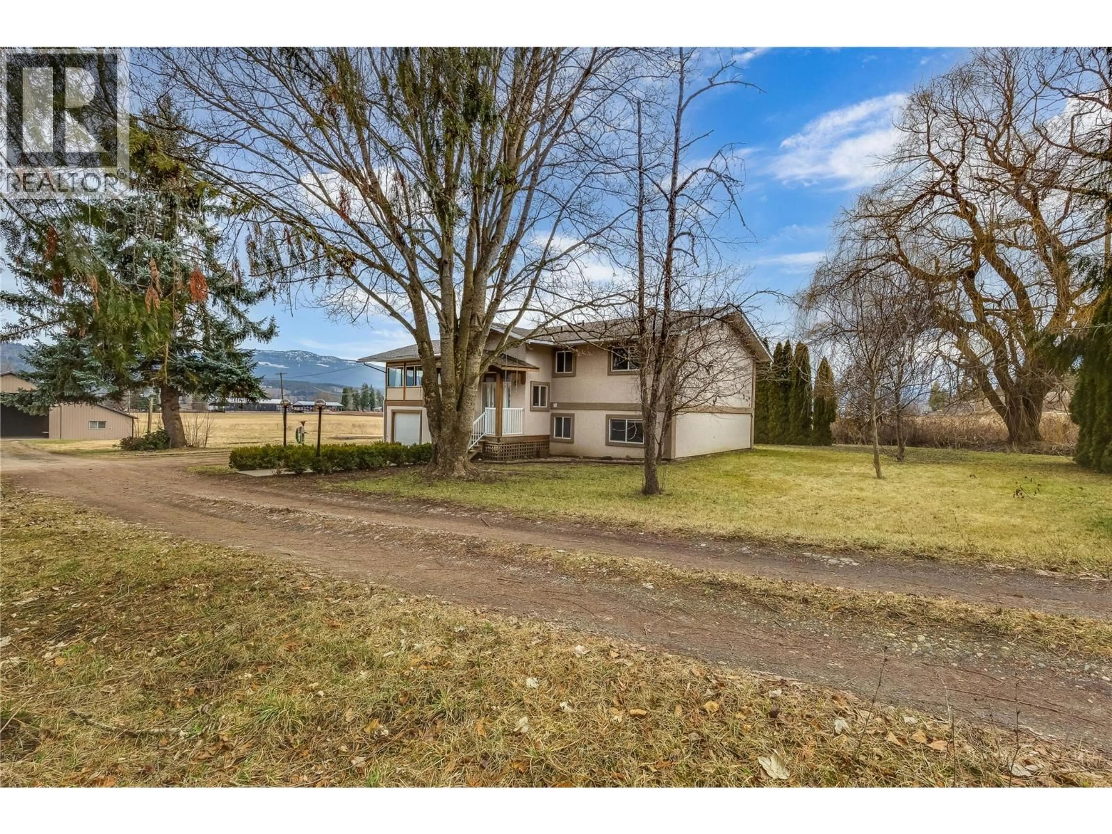 A pic from outside/outdoor area/front of a property/back of a property/a pic from drone, water/lake/river/ocean view for 536 ENDERBY-GRINDROD ROAD, Enderby British Columbia V0E1V4