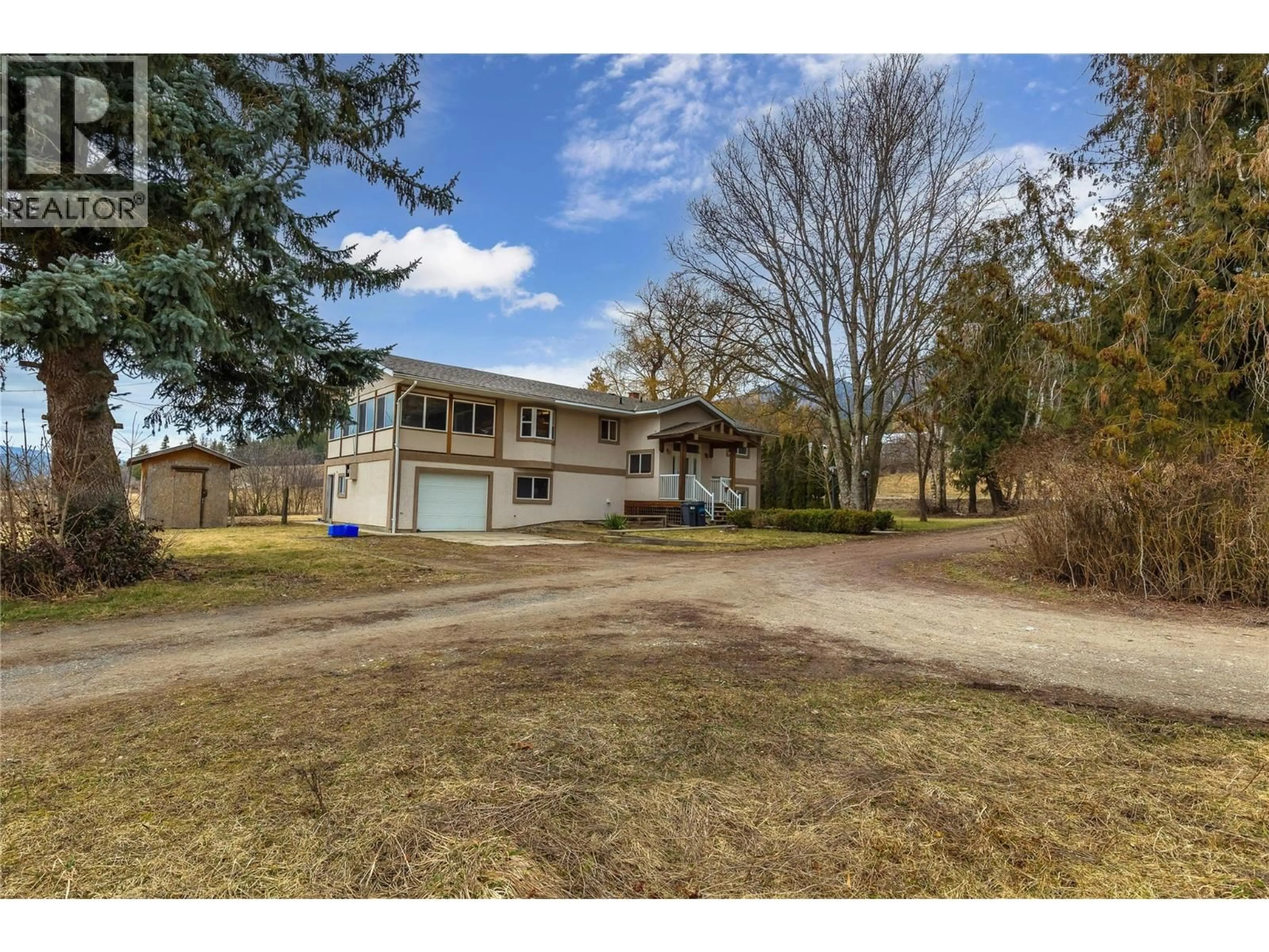 A pic from outside/outdoor area/front of a property/back of a property/a pic from drone, street for 536 ENDERBY-GRINDROD ROAD, Enderby British Columbia V0E1V4