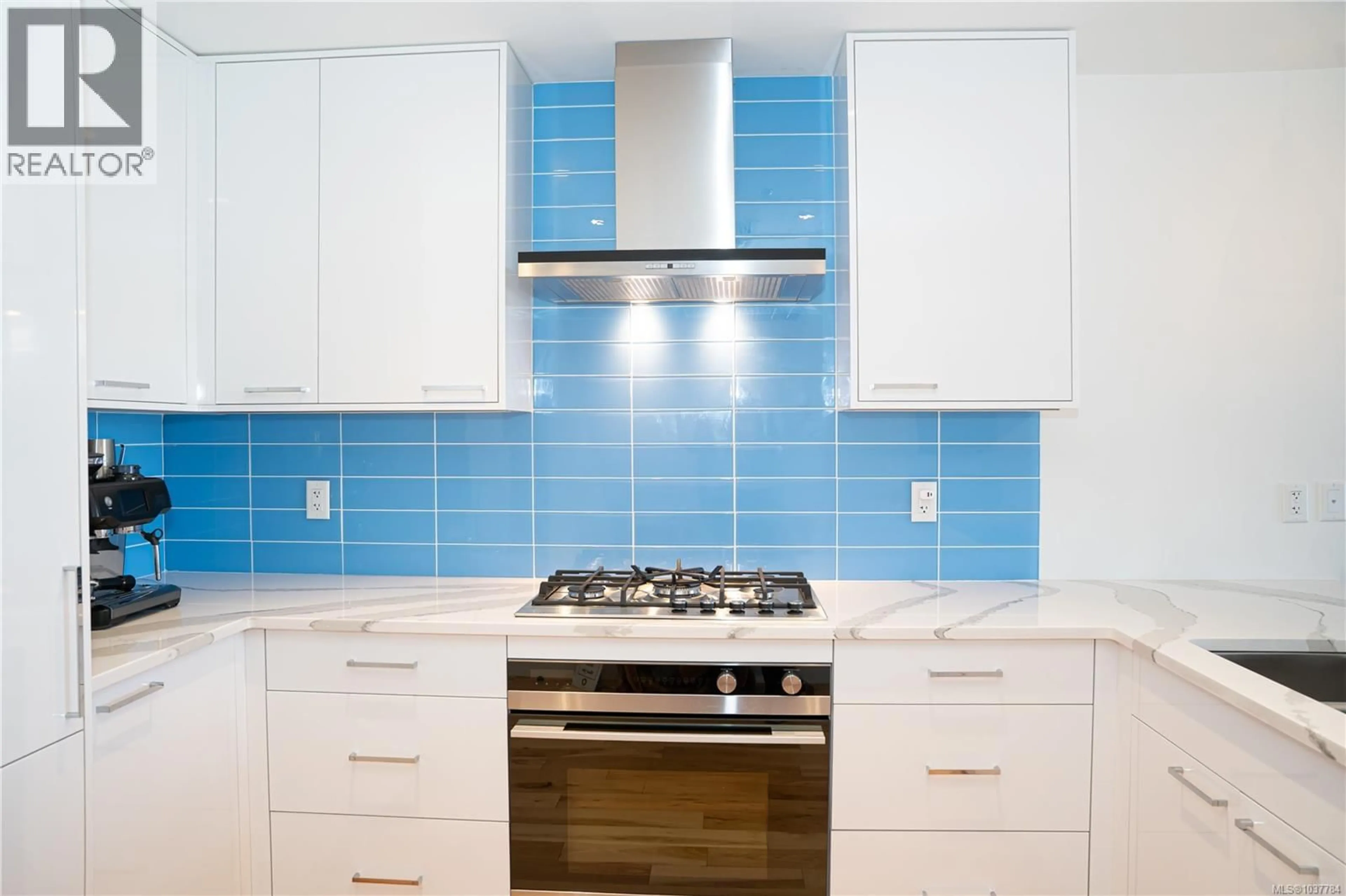 Contemporary kitchen, ceramic/tile floor for 408 - 916 LYALL STREET, Esquimalt British Columbia V9A5E6