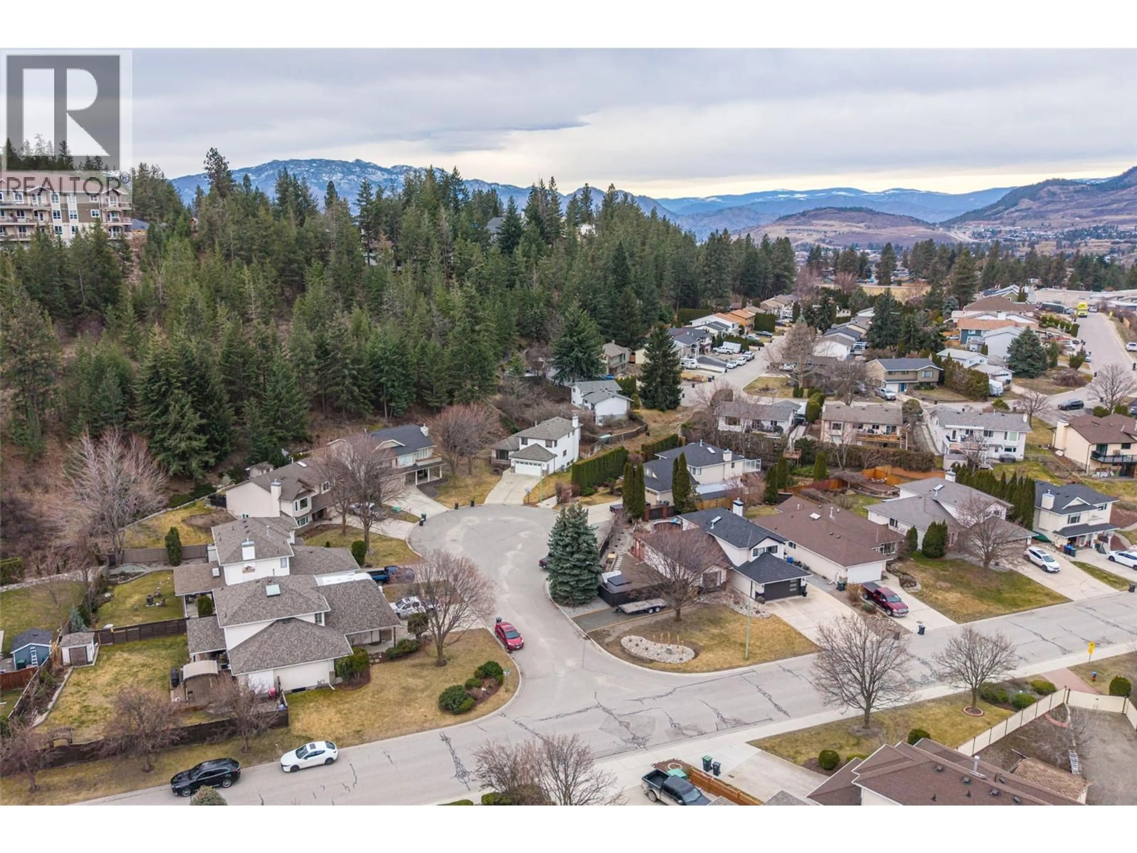 A pic from outside/outdoor area/front of a property/back of a property/a pic from drone, mountain view for 2921 FIELDSTONE COURT, West Kelowna British Columbia V4T1S9