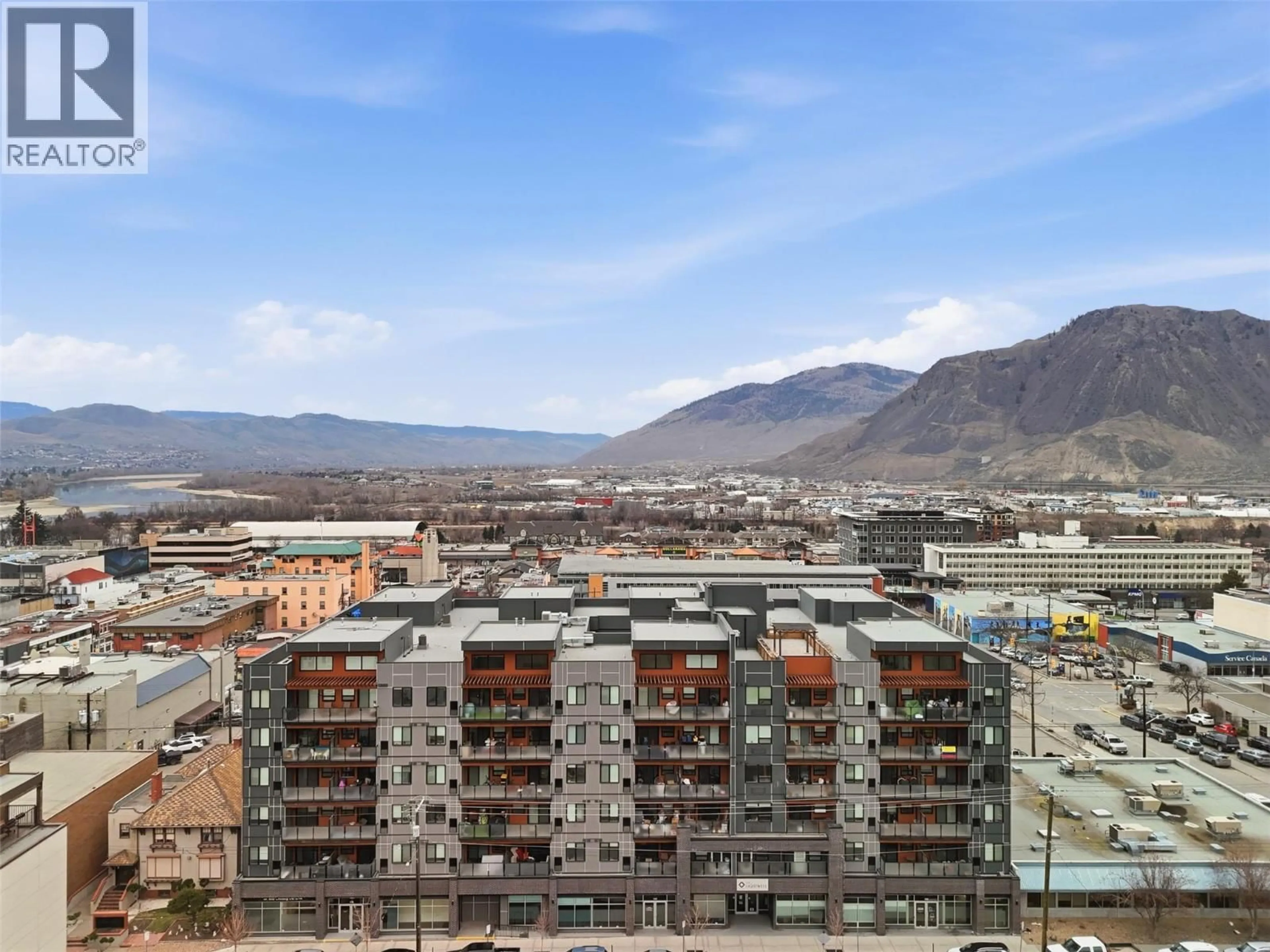 Balcony in the apartment, city buildings view from balcony for 524 - 444 ST PAUL STREET, Kamloops British Columbia V2C0L2