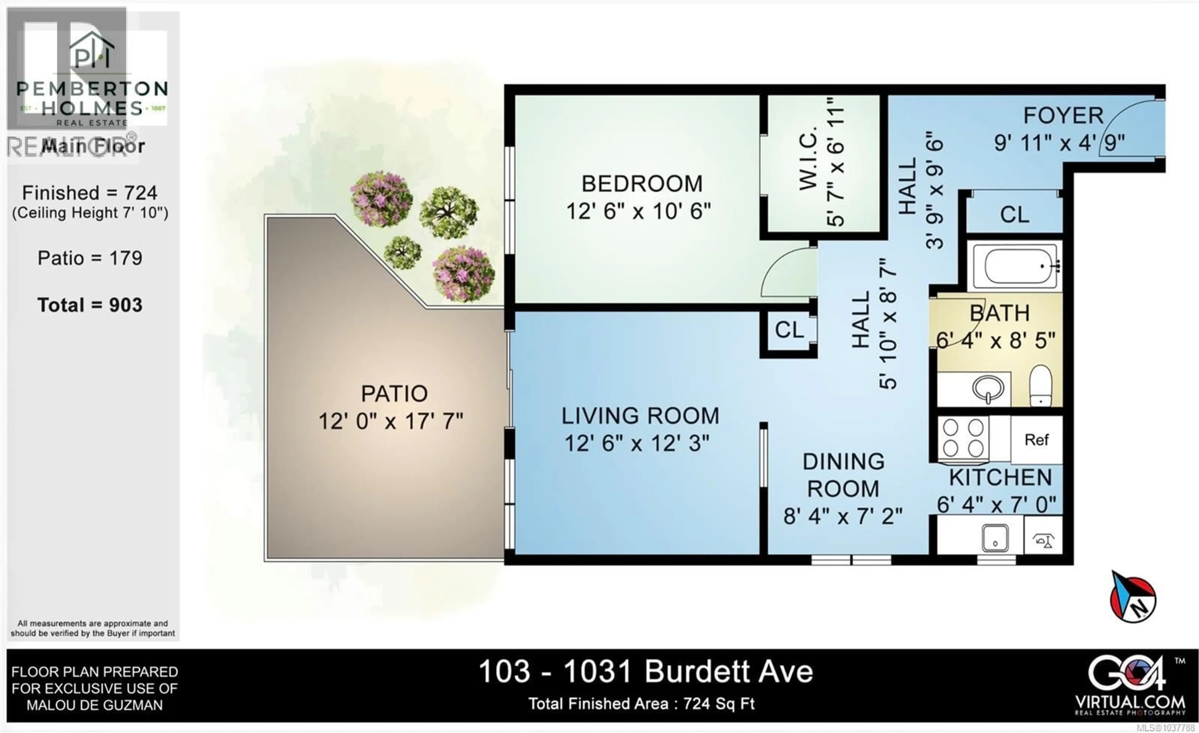 Floor plan for 103 - 1031 BURDETT AVENUE NORTH, Victoria British Columbia V8V3G9