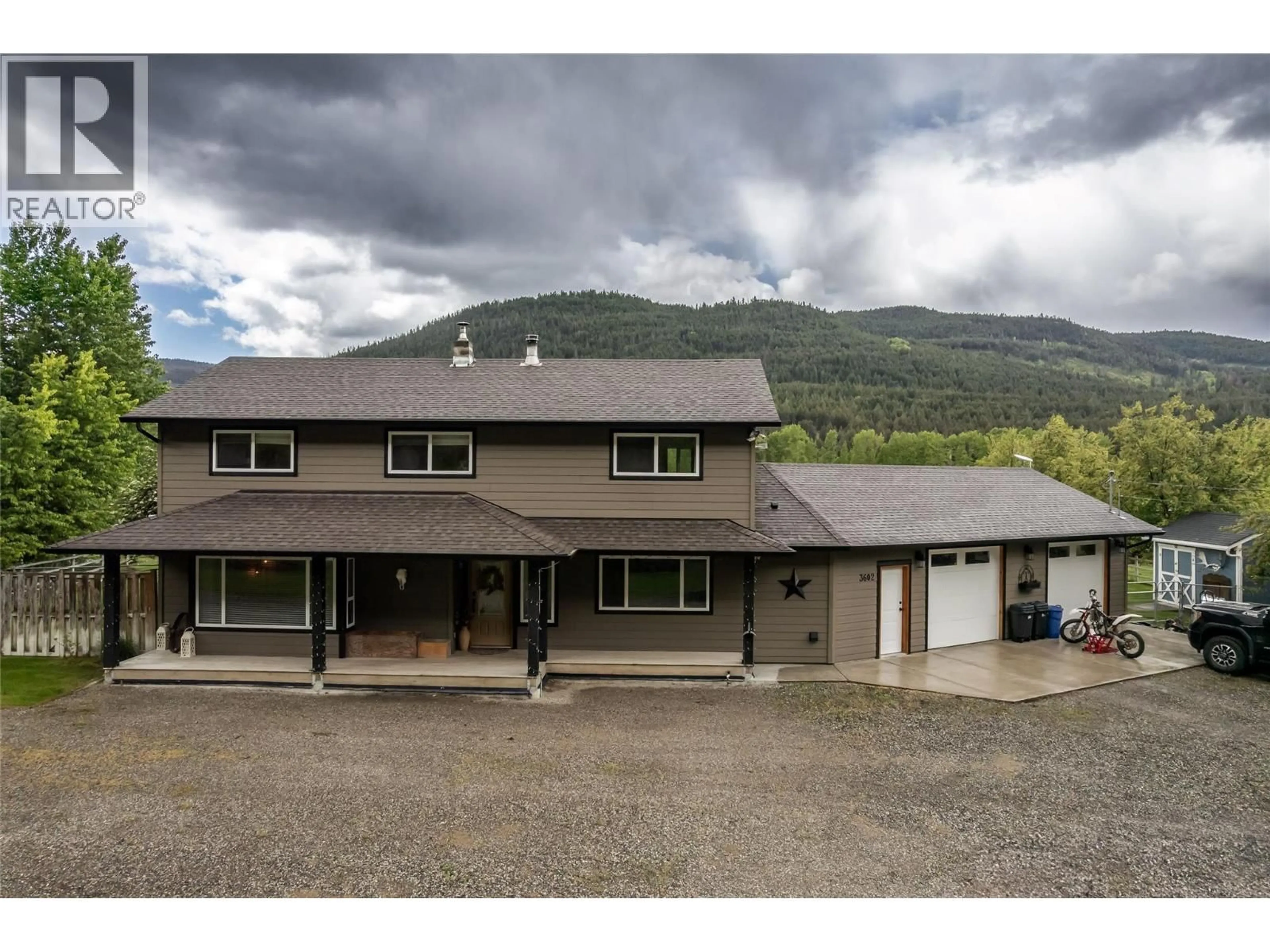 A pic from outside/outdoor area/front of a property/back of a property/a pic from drone, mountain view for 3602 KAMLOOPS VERNON HIGHWAY, Monte Lake British Columbia V0E2N0