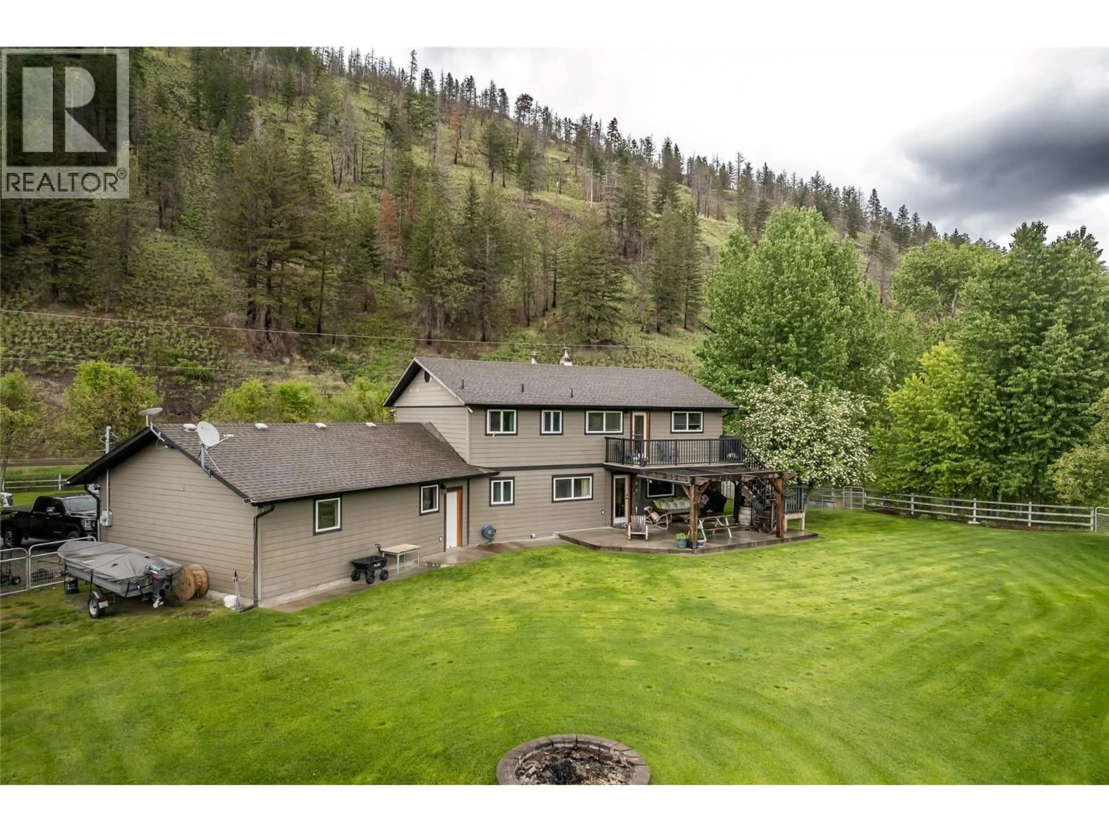 A pic from outside/outdoor area/front of a property/back of a property/a pic from drone, mountain view for 3602 KAMLOOPS VERNON HIGHWAY, Monte Lake British Columbia V0E2N0