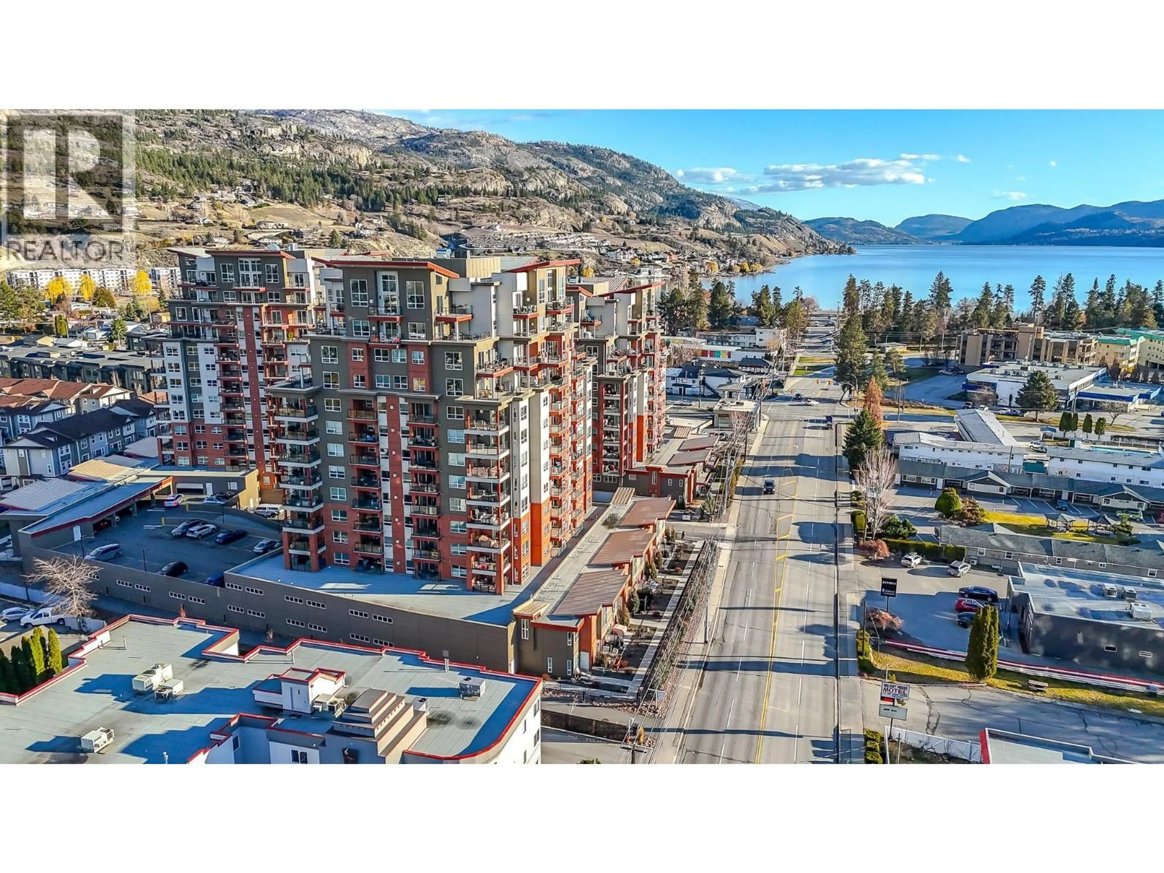 A pic from outside/outdoor area/front of a property/back of a property/a pic from drone, city buildings view from balcony for 1003 - 3346 SKAHA LAKE ROAD, Penticton British Columbia V2A6G4