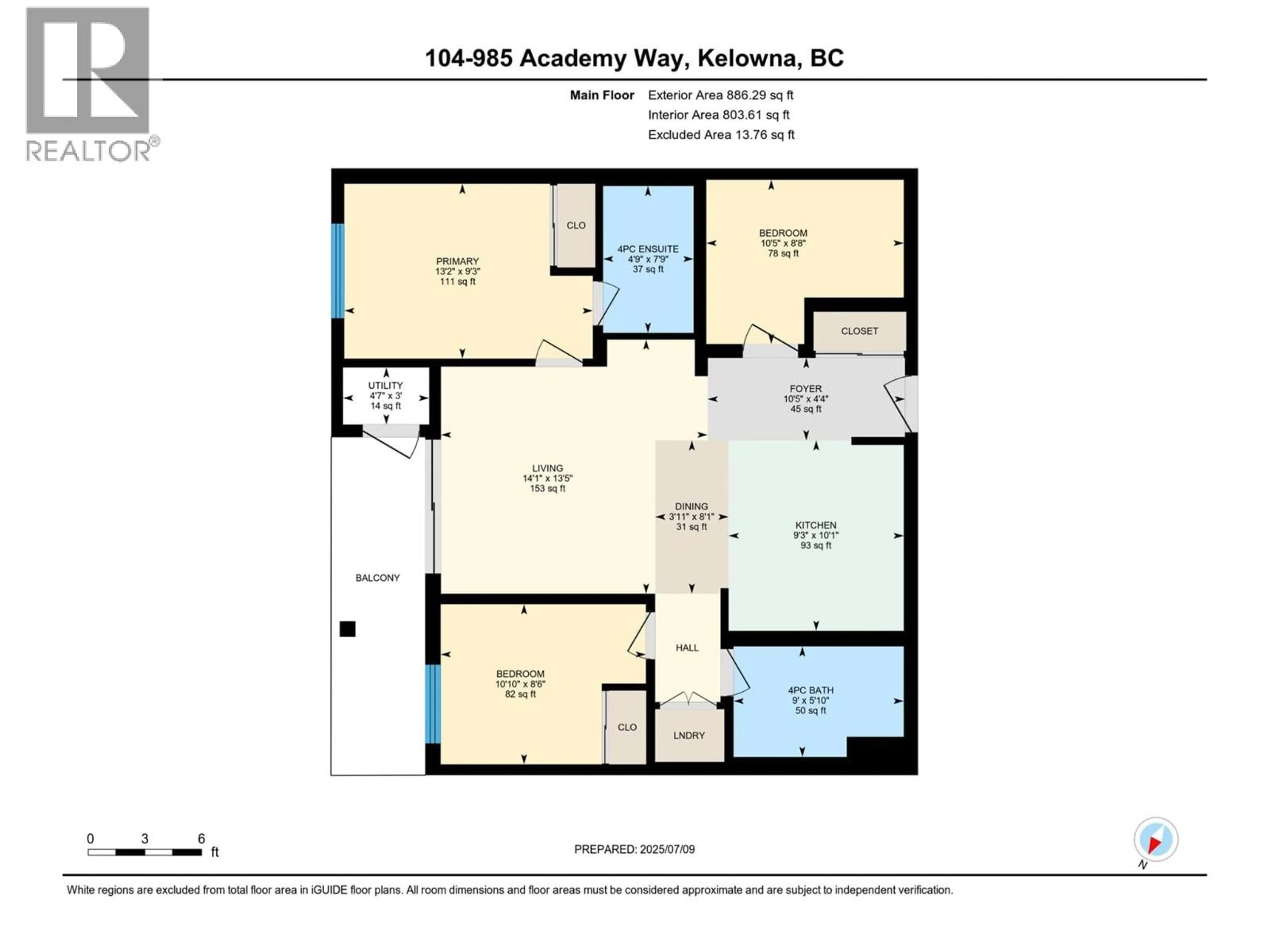 Floor plan for 104 - 985 ACADEMY WAY, Kelowna British Columbia V1V3C8