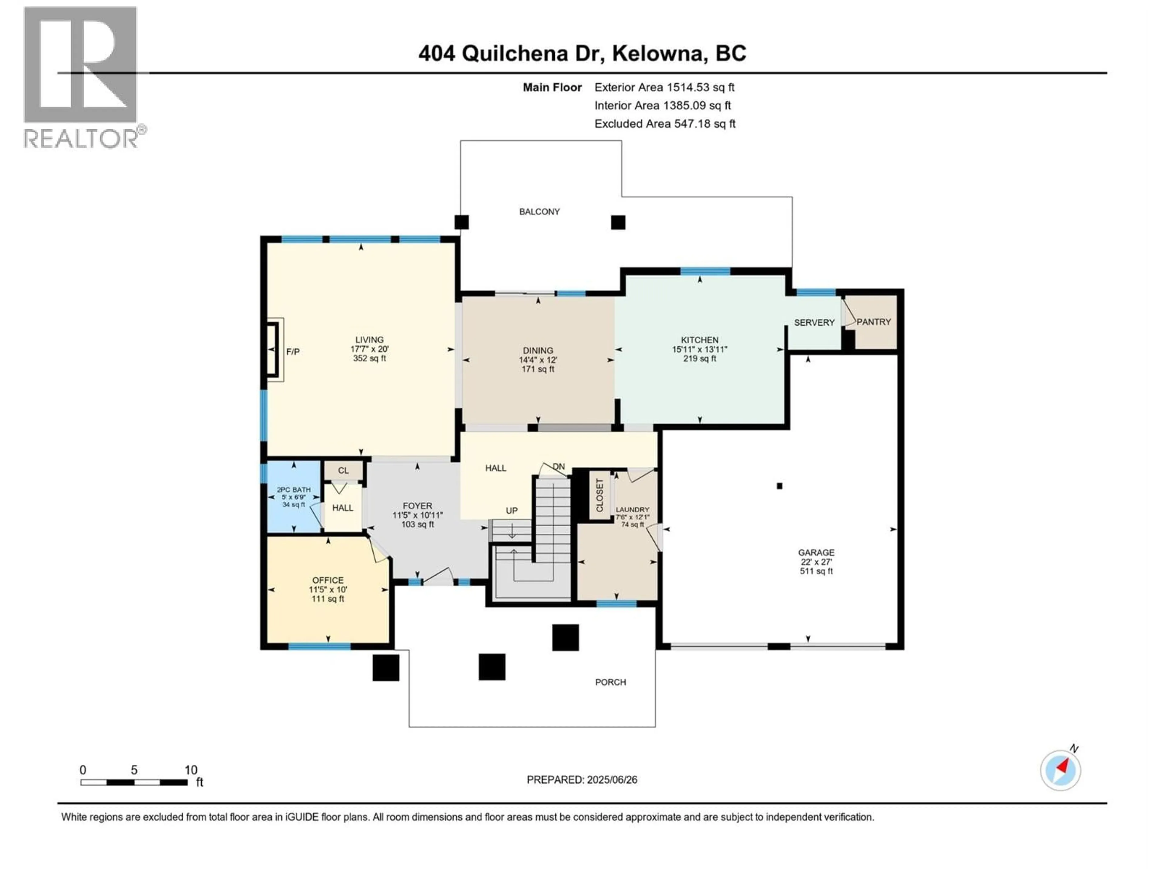 Floor plan for 404 QUILCHENA CRESCENT, Kelowna British Columbia V1W4W4