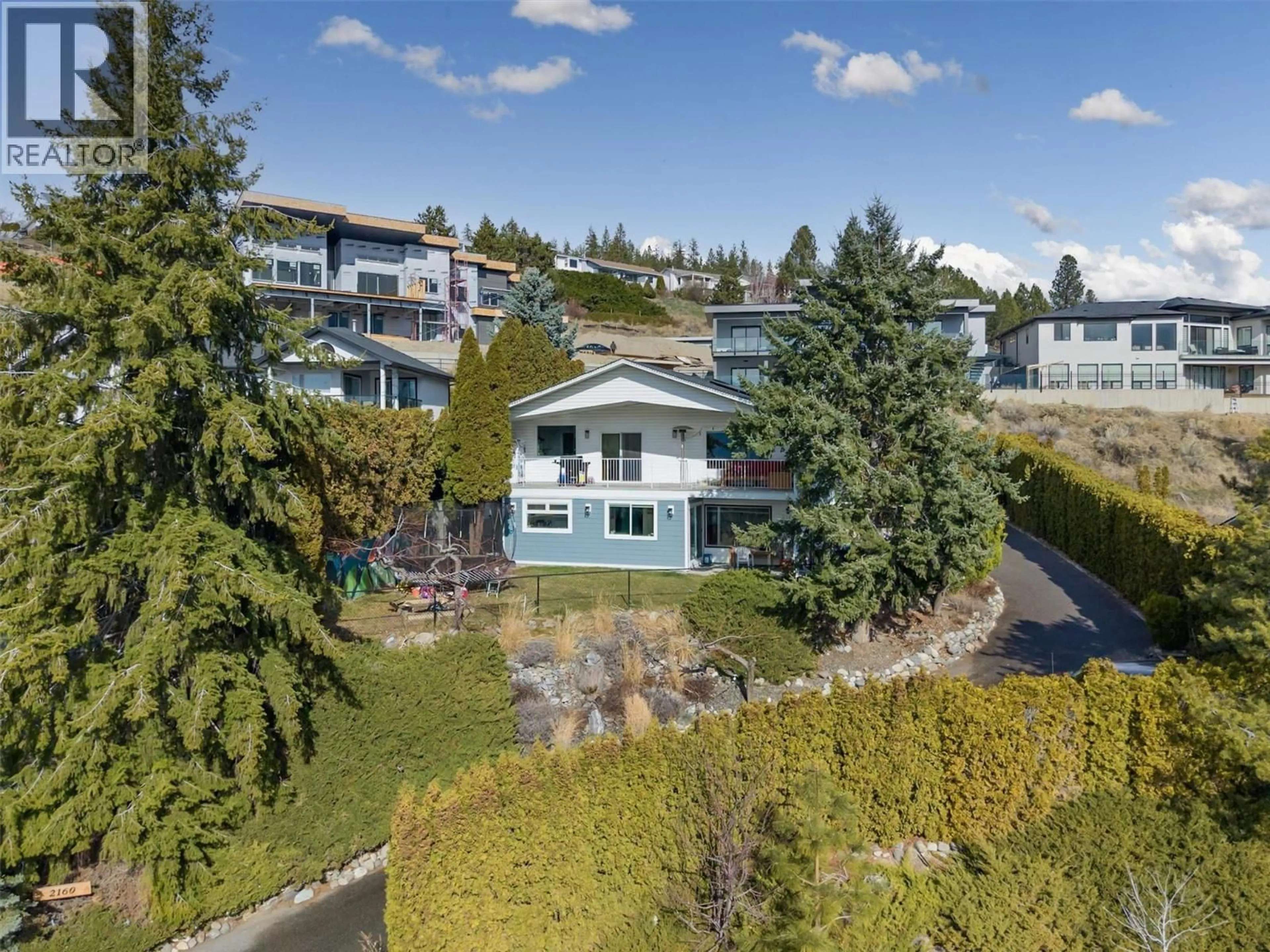 A pic from outside/outdoor area/front of a property/back of a property/a pic from drone, unknown for 2160 SHAMROCK DRIVE, West Kelowna British Columbia V4T1T9