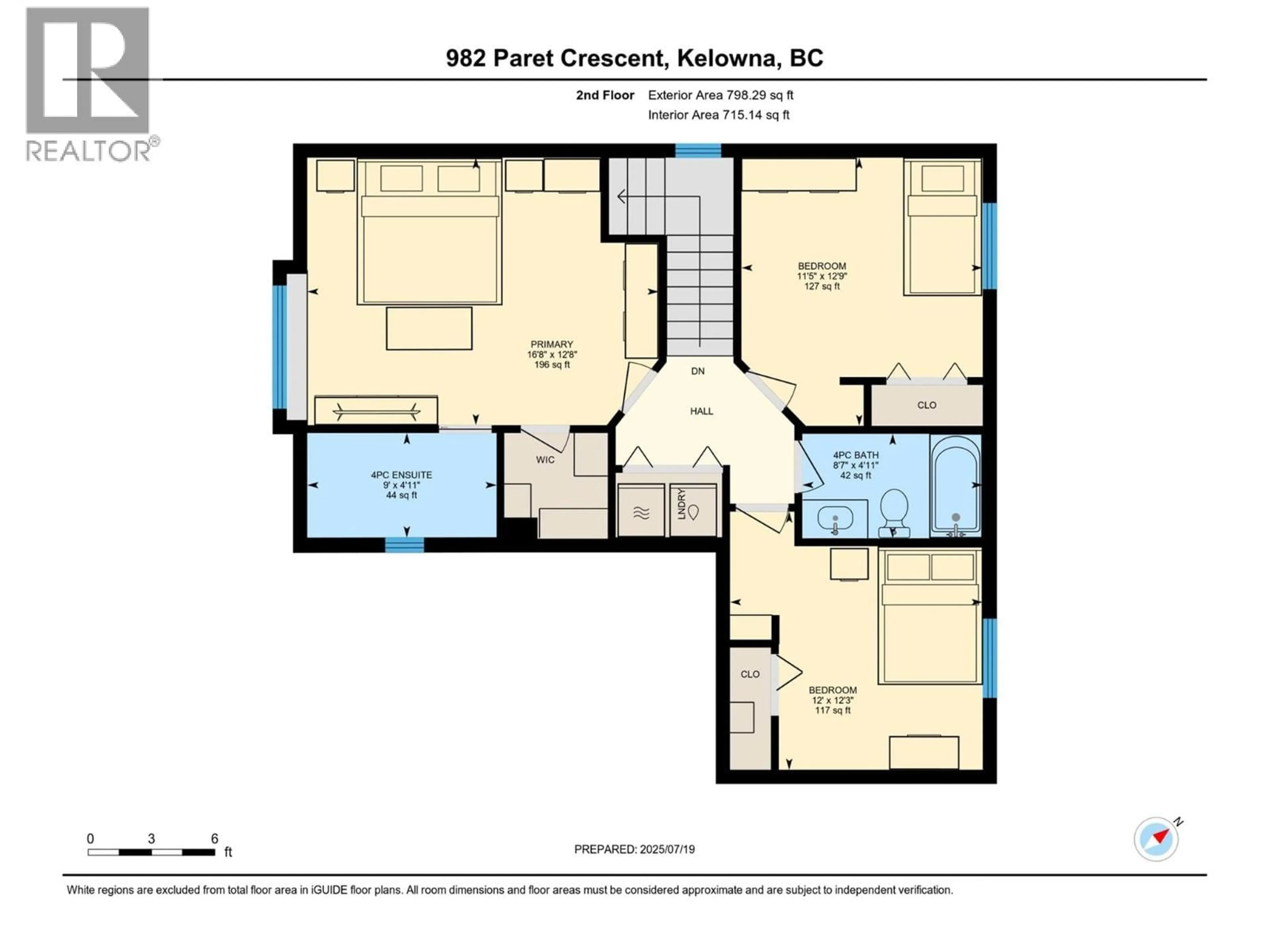 Floor plan for 982 PARET CRESCENT, Kelowna British Columbia V1W4X9