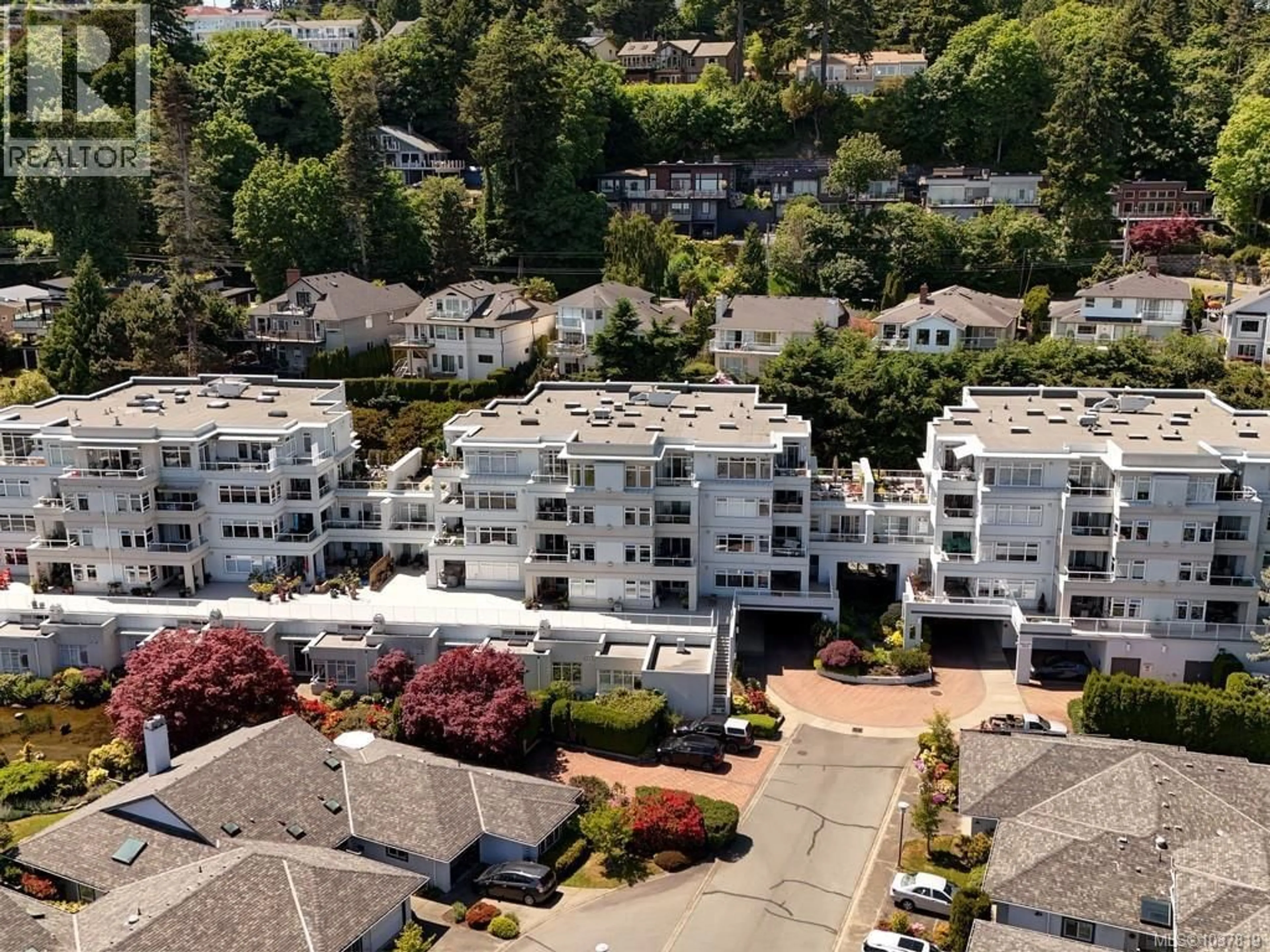 A pic from outside/outdoor area/front of a property/back of a property/a pic from drone, city buildings view from balcony for 409 - 5110 CORDOVA BAY ROAD, Saanich British Columbia V8Y2K5