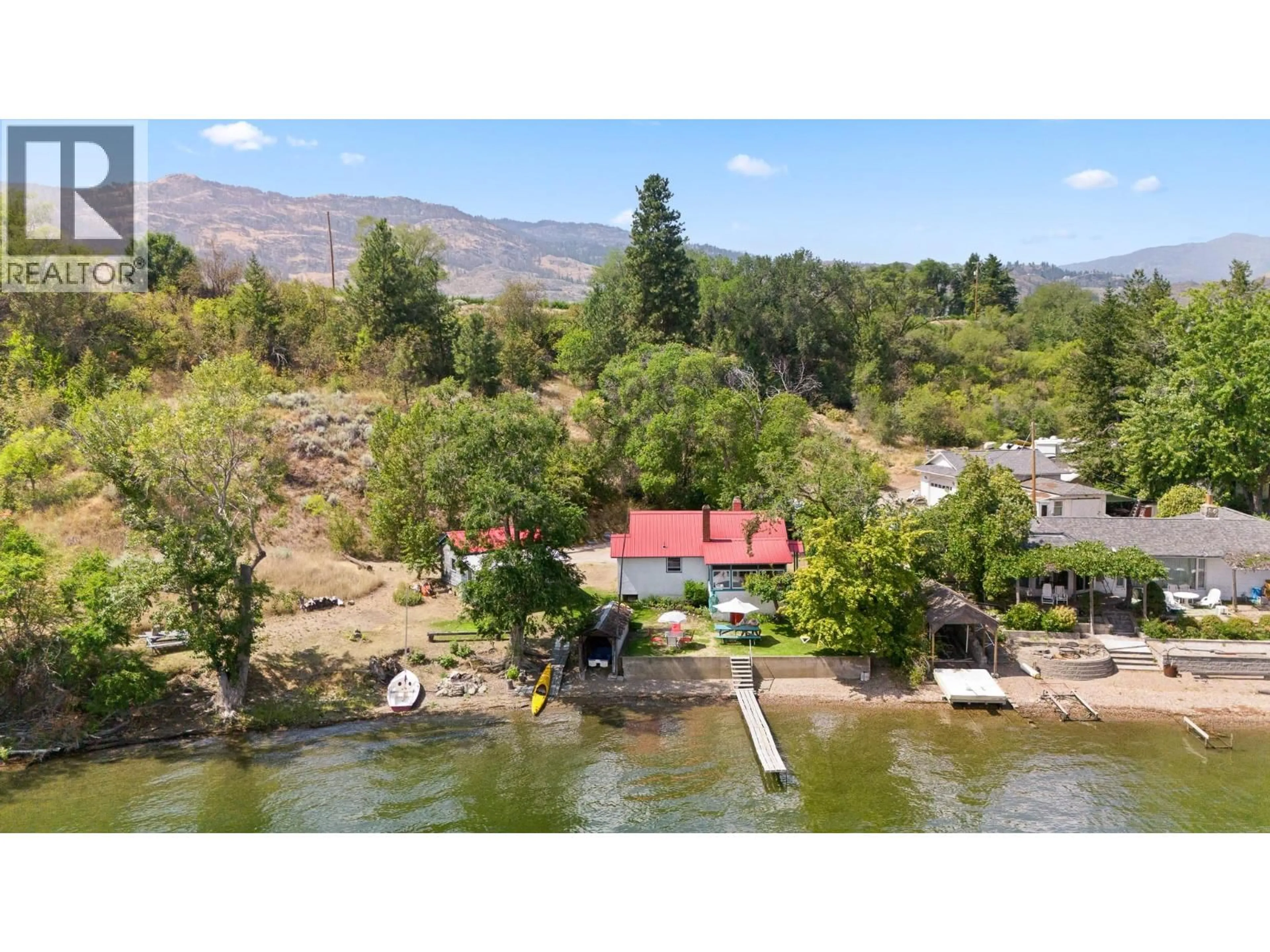 A pic from outside/outdoor area/front of a property/back of a property/a pic from drone, water/lake/river/ocean view for 16203 INKANEEP ROAD, Osoyoos British Columbia V0H1V2