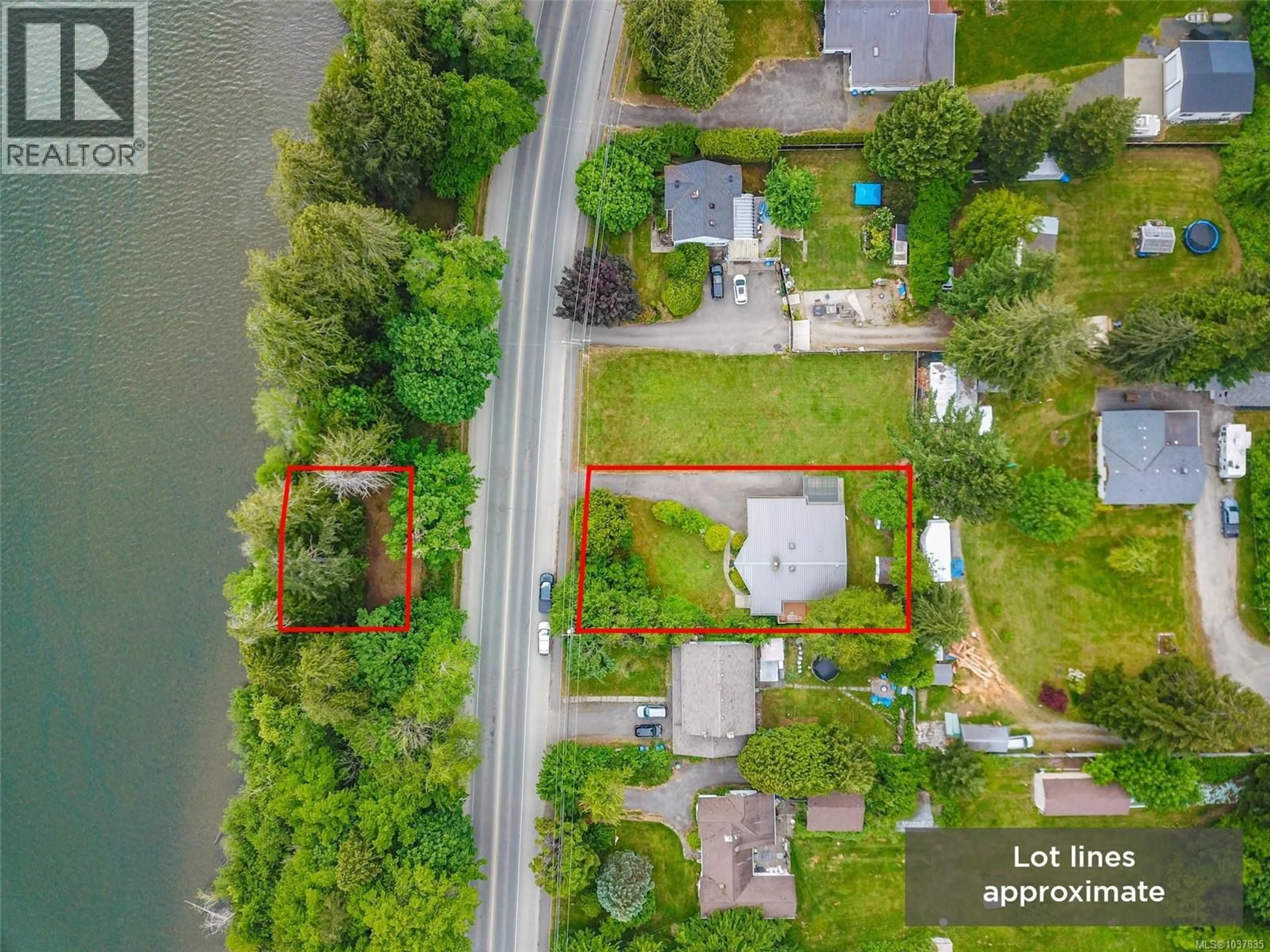 A pic from outside/outdoor area/front of a property/back of a property/a pic from drone, water/lake/river/ocean view for 5847 RIVER ROAD, Port Alberni British Columbia V9Y6Z5