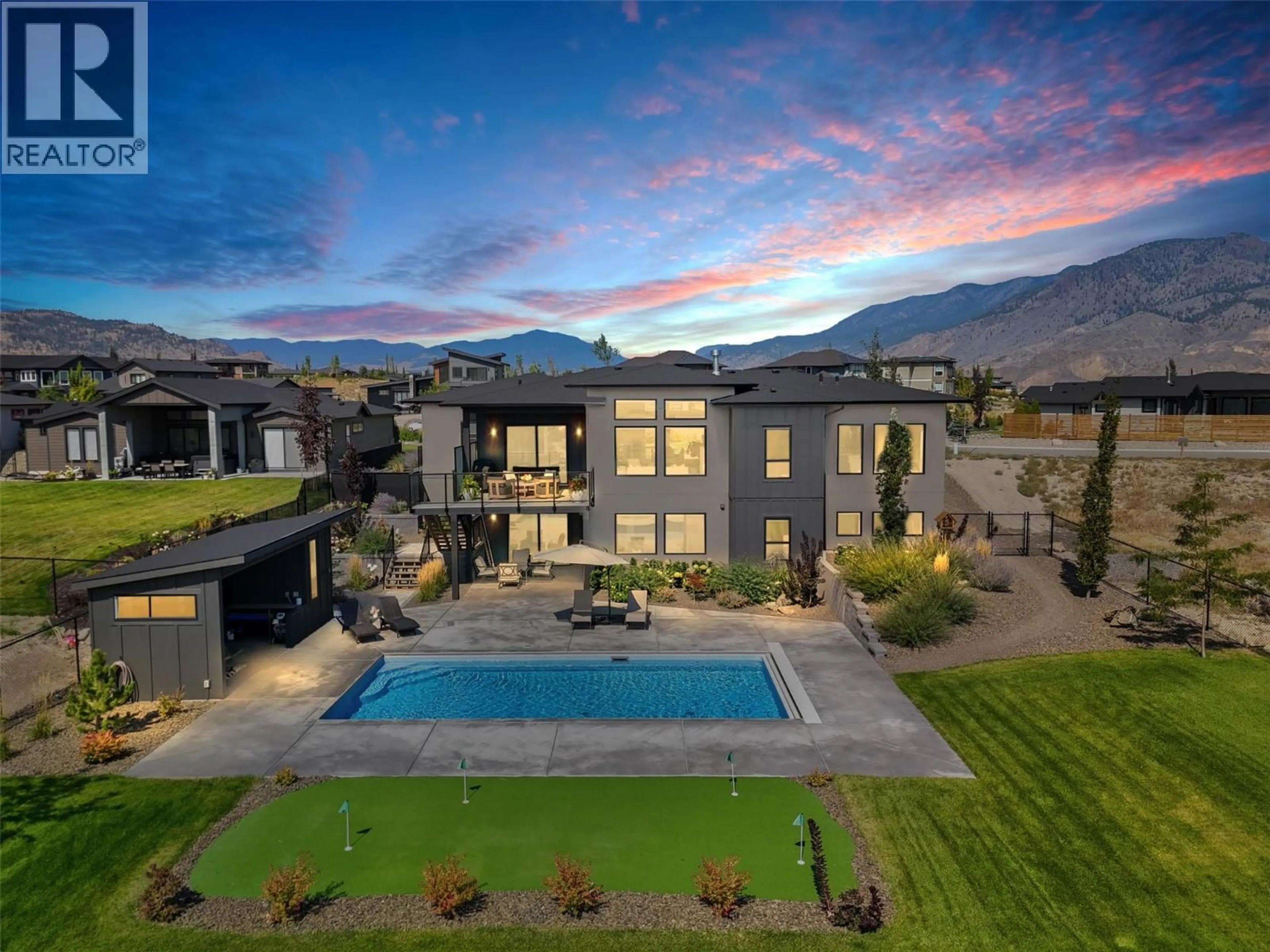 A pic from outside/outdoor area/front of a property/back of a property/a pic from drone, mountain view for 115 LAKE POINT COURT, Kamloops British Columbia V1S0G2