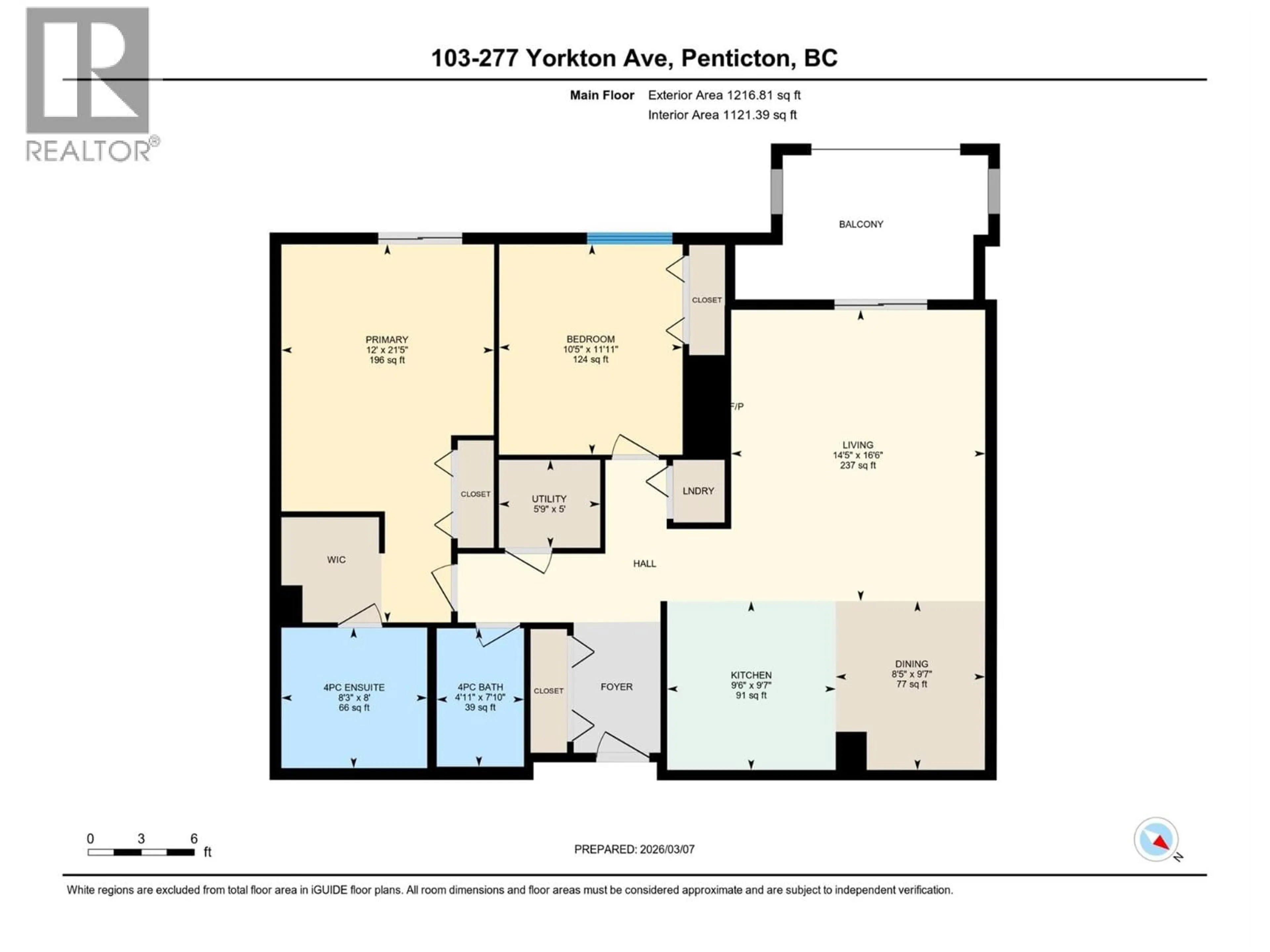 Floor plan for 103 - 277 YORKTON AVENUE, Penticton British Columbia V2A3V4