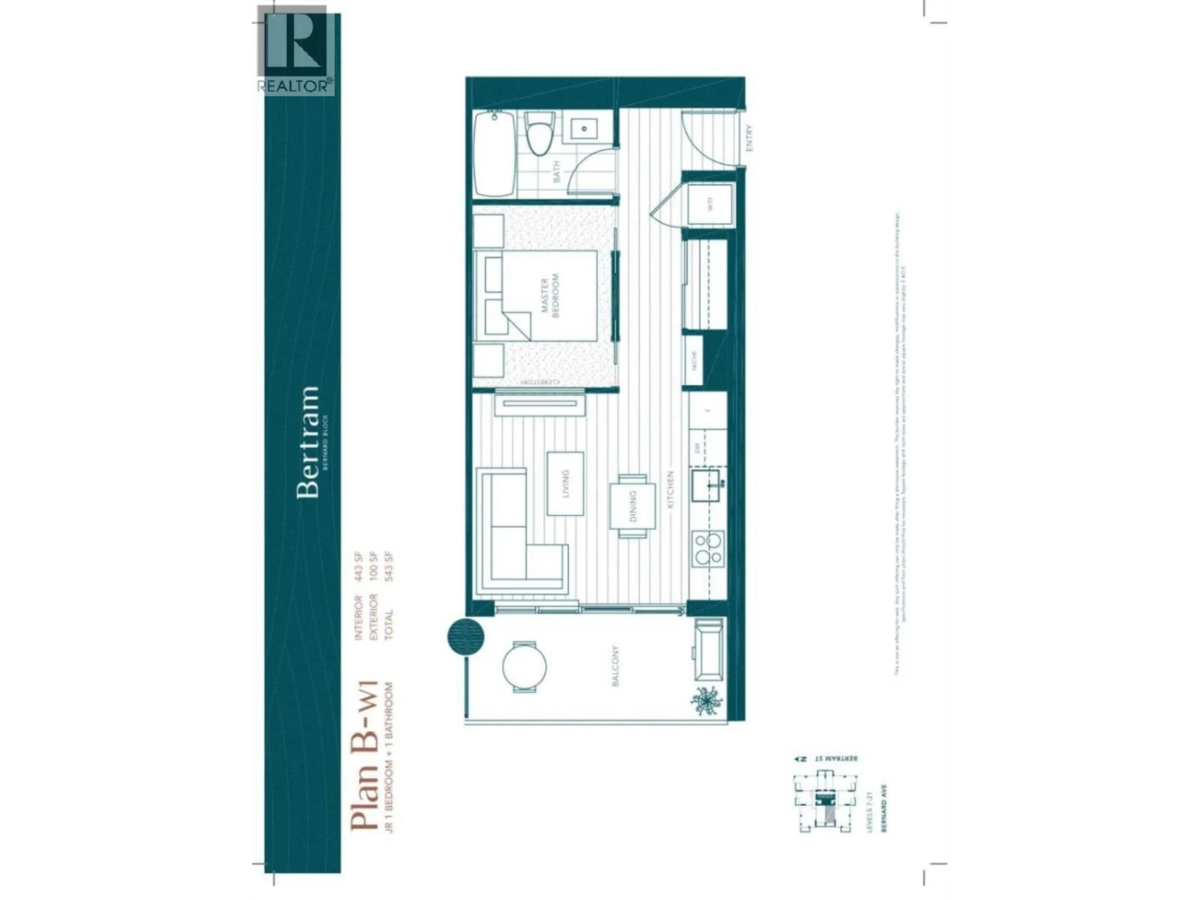 Floor plan for 1001 - 1488 BERTRAM STREET, Kelowna British Columbia V1Y0M6