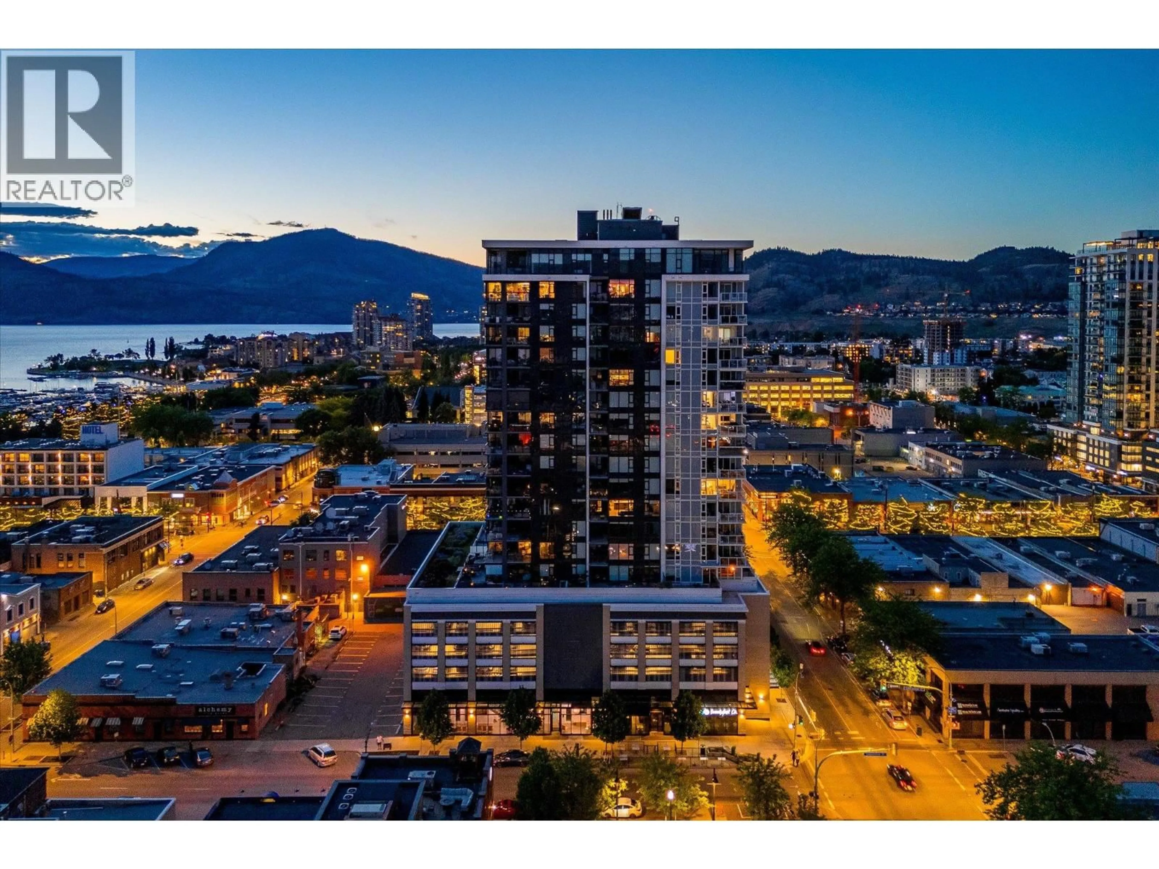 A pic from outside/outdoor area/front of a property/back of a property/a pic from drone, city buildings view from balcony for 2002 - 1588 ELLIS STREET, Kelowna British Columbia V1Y0H1