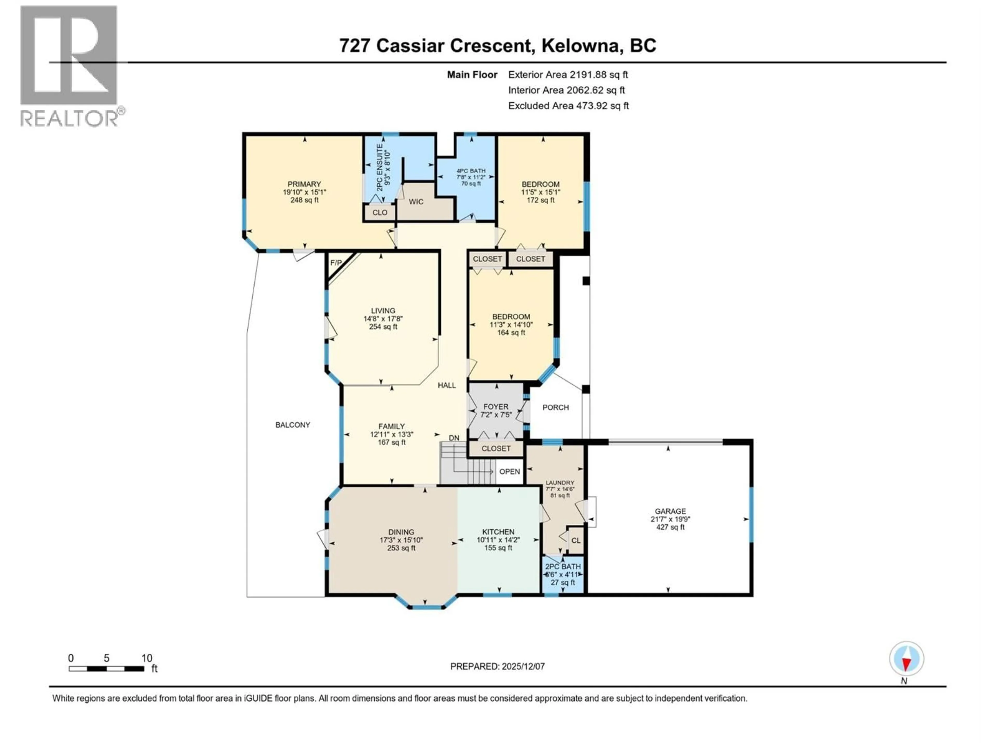 Floor plan for 727 CASSIAR CRESCENT, Kelowna British Columbia V1V1M7